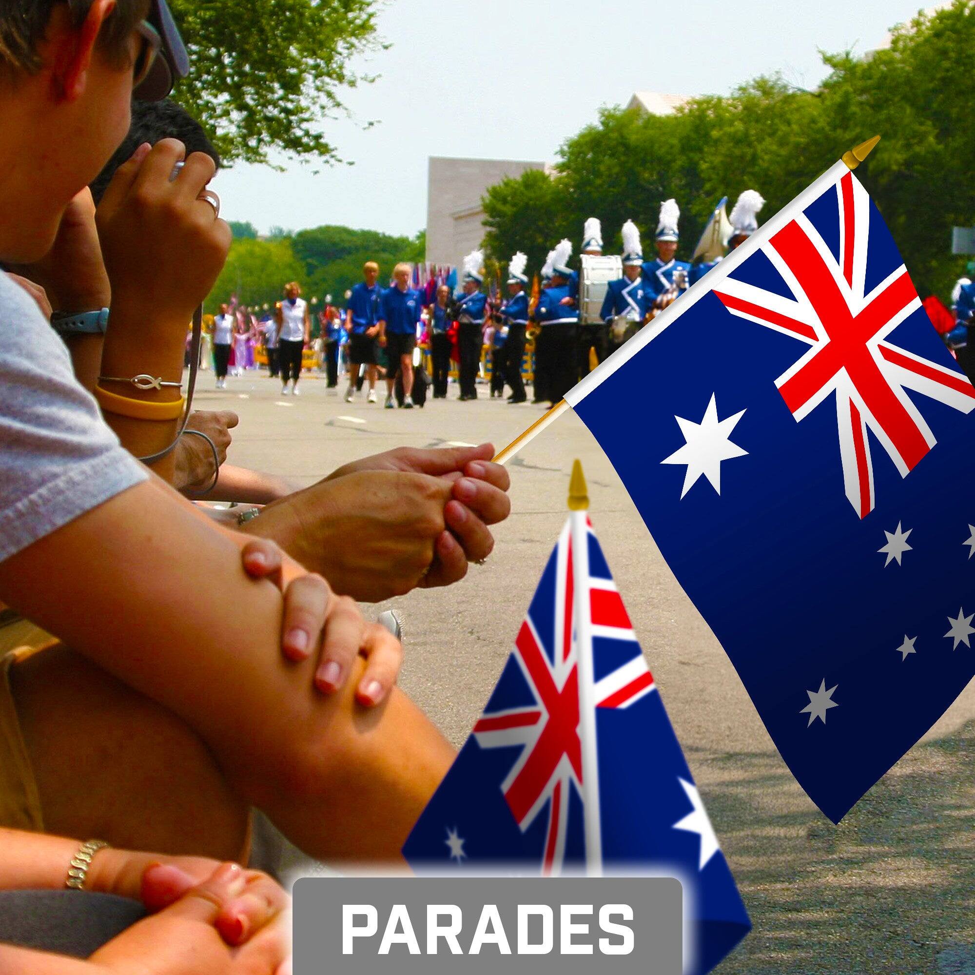 Alt View 1. G128 - 10-Pack 8 x 12 in Australia Handheld Stick Flags - Blue.