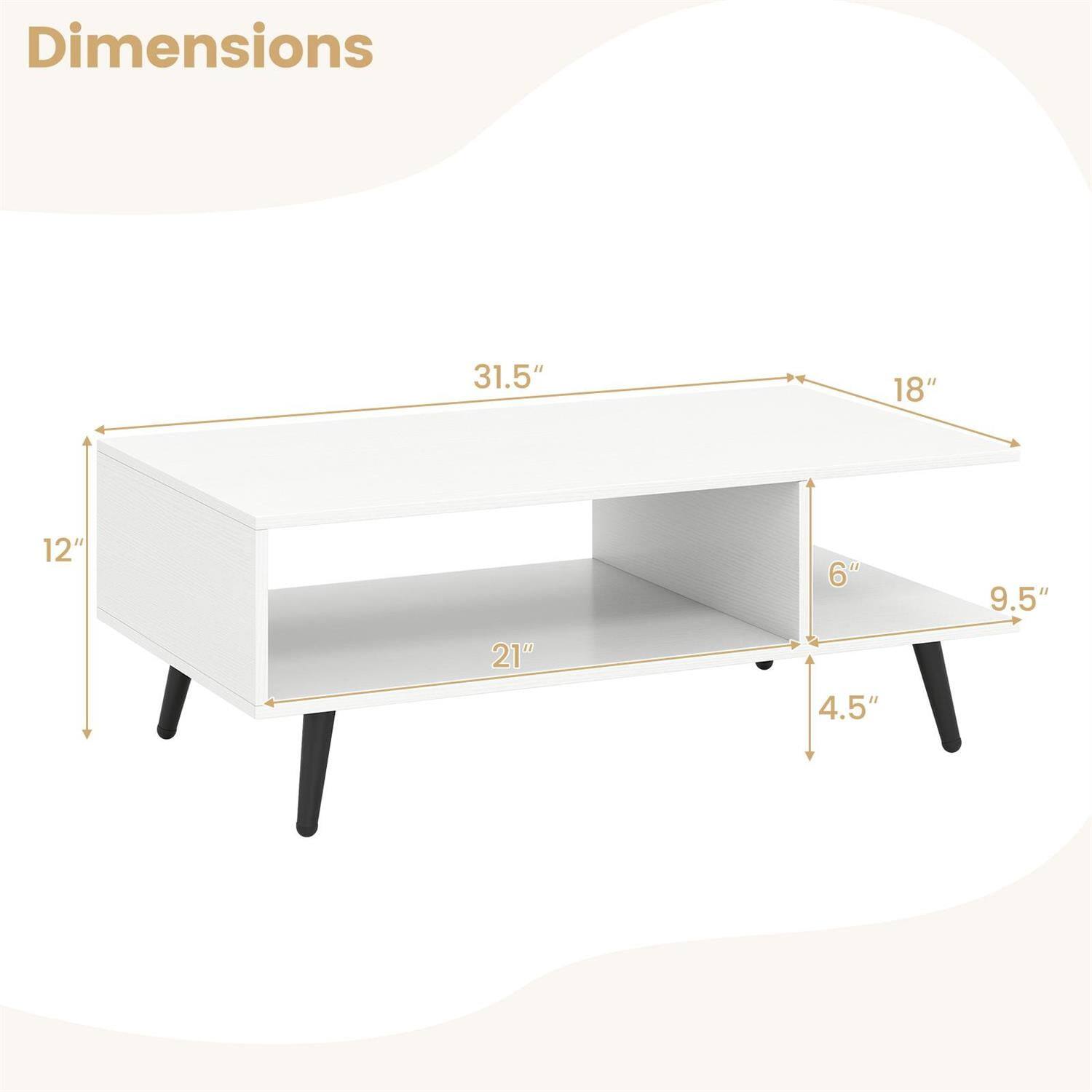 Dimensions: 31.5" x 18" x 12" x 6" x 9.5" x 21" x 4.5"