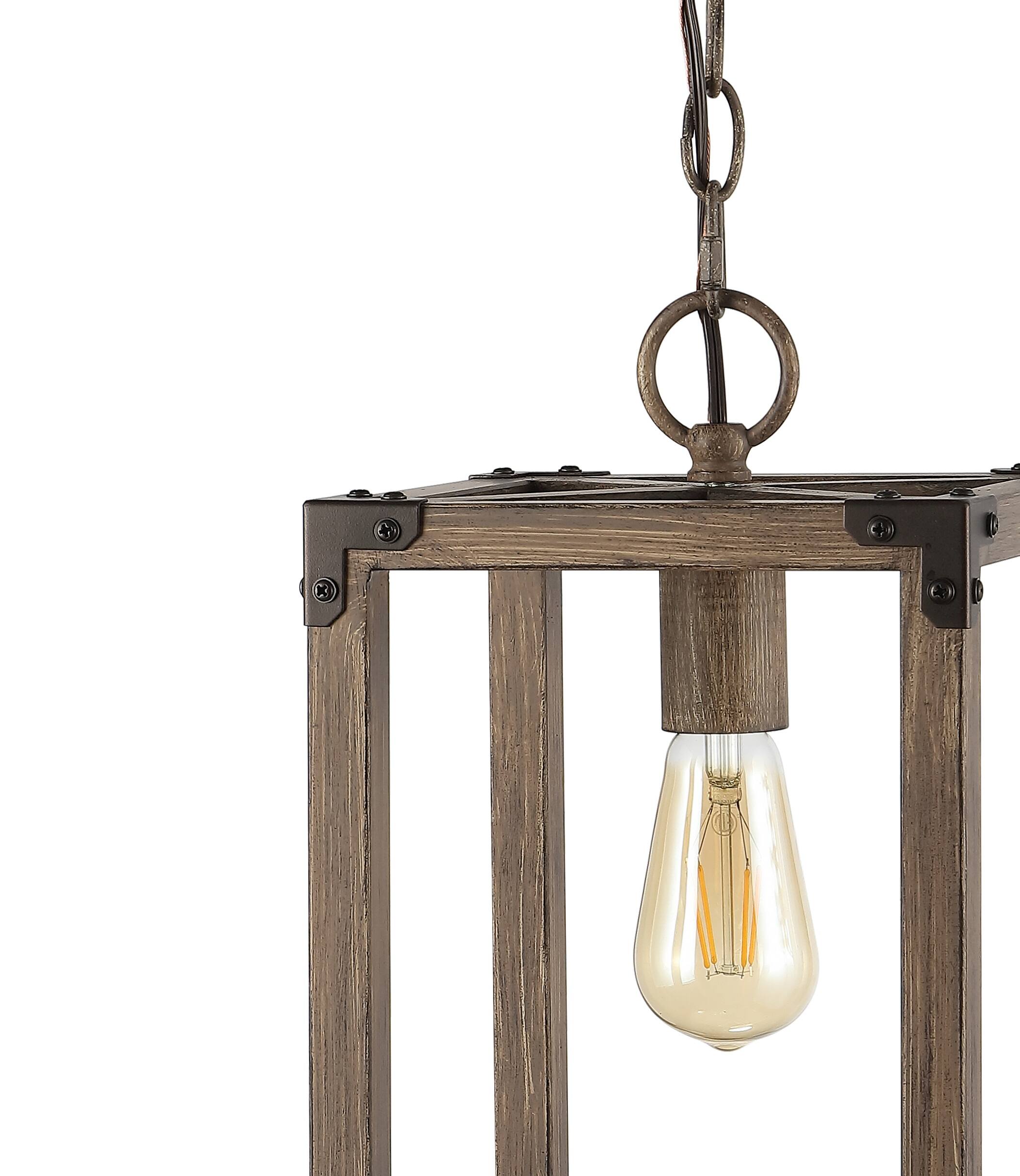 Alt View 4. Jonathan Y - Magnolia 8.13" Adjustable Iron Rustic Farmhouse LED Pendant, Brown - Brown.