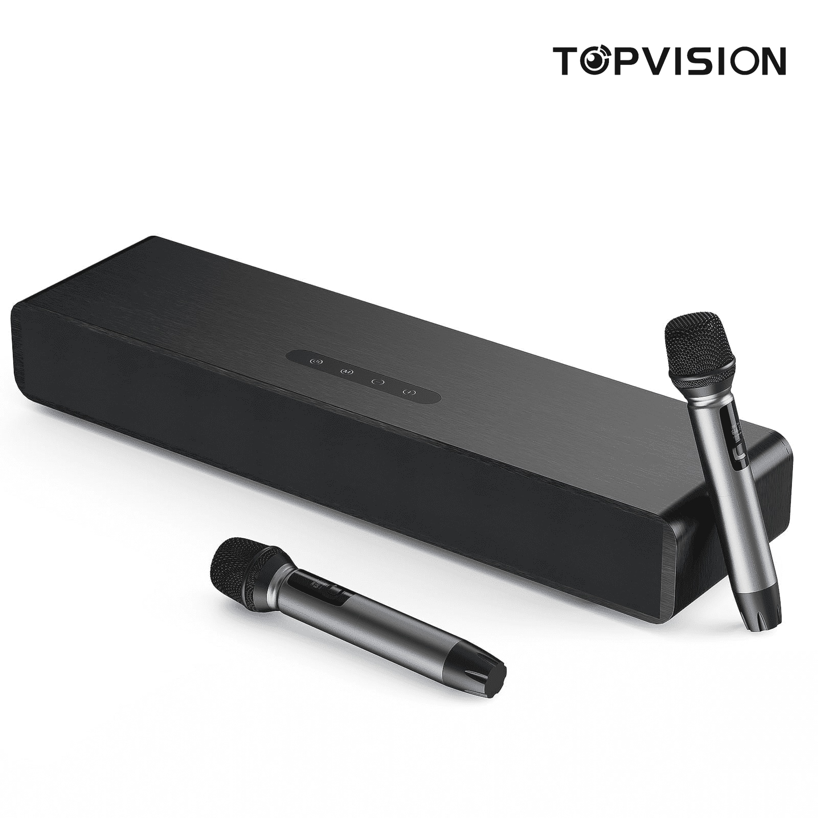 TOPVISION - 4.1ch Sound Bar for TV, 150W Soundbar with Subwoofer with 2 Mic, Karaoke Machine with 4 Drivers, Bluetooth/USB/Optical/A