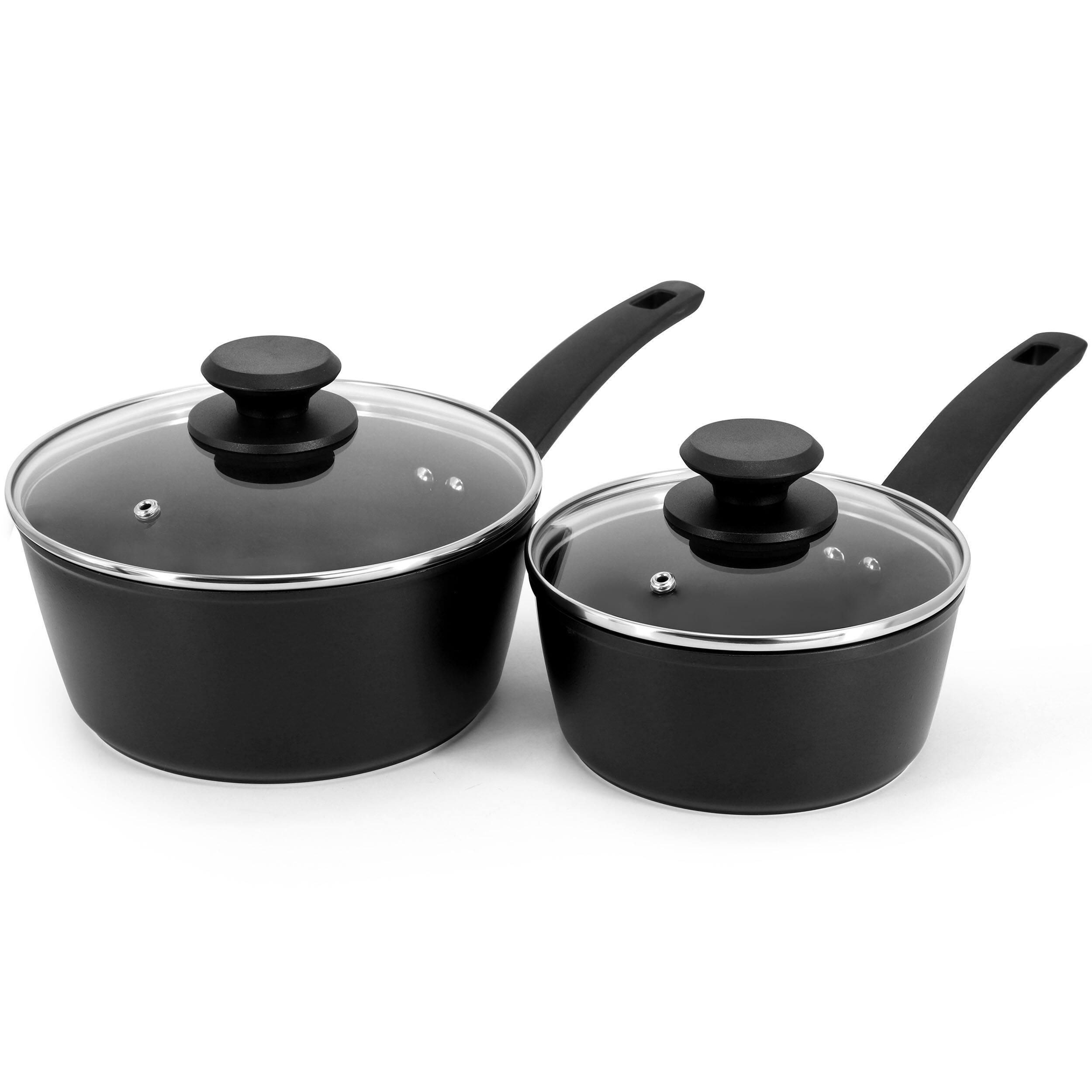 Alt View 2. Oster - Oster Connelly 7 Piece Textured Nonstick Aluminum Cookware Set in Black - Black.