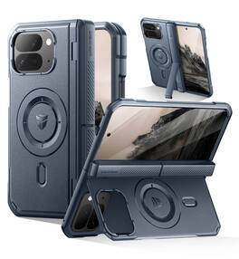 Dexnor - Magnetic Case for Google Pixel 10 Pro Fold with Dual Kickstands Full-Body Rugged Protective Cover Bumper Case - Navy Blue