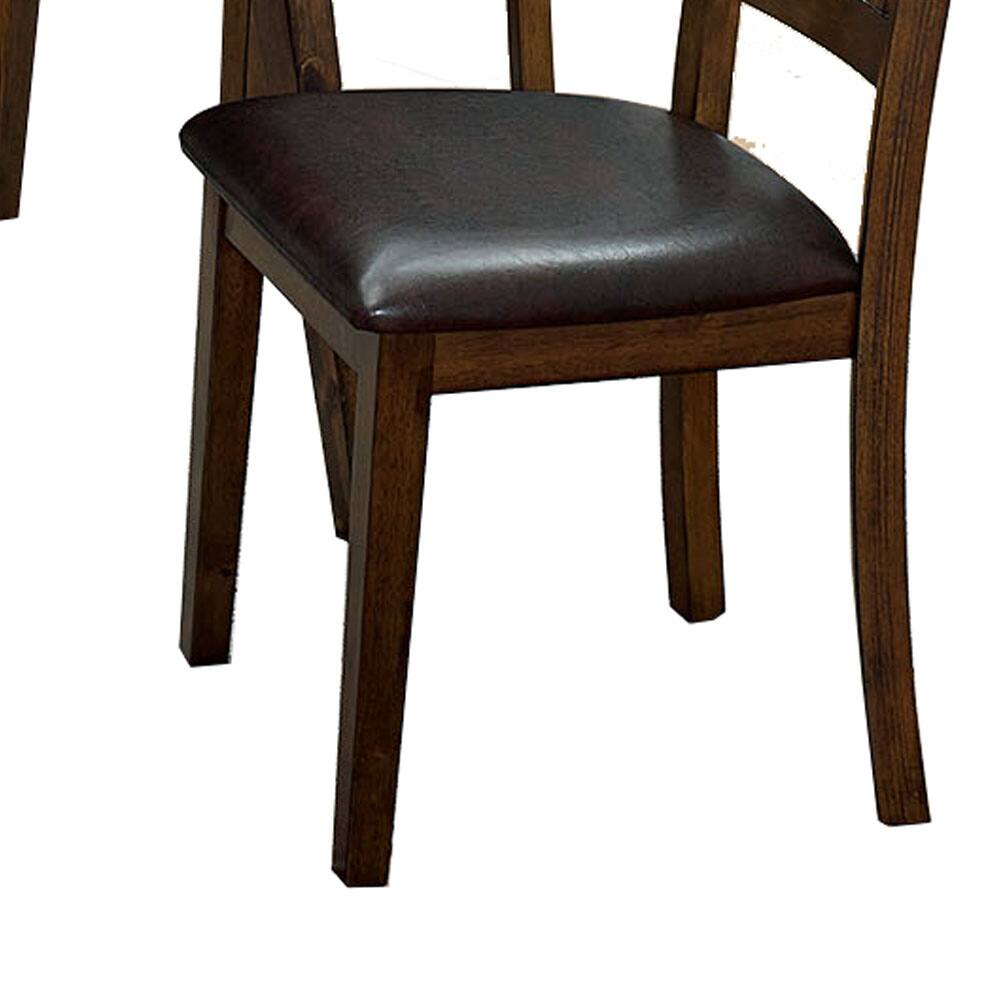 Alt View 2. Manhattan Lane - Wooden Dining Table with Ladder Back Style Chairs, Set of 5, Brown - Brown.