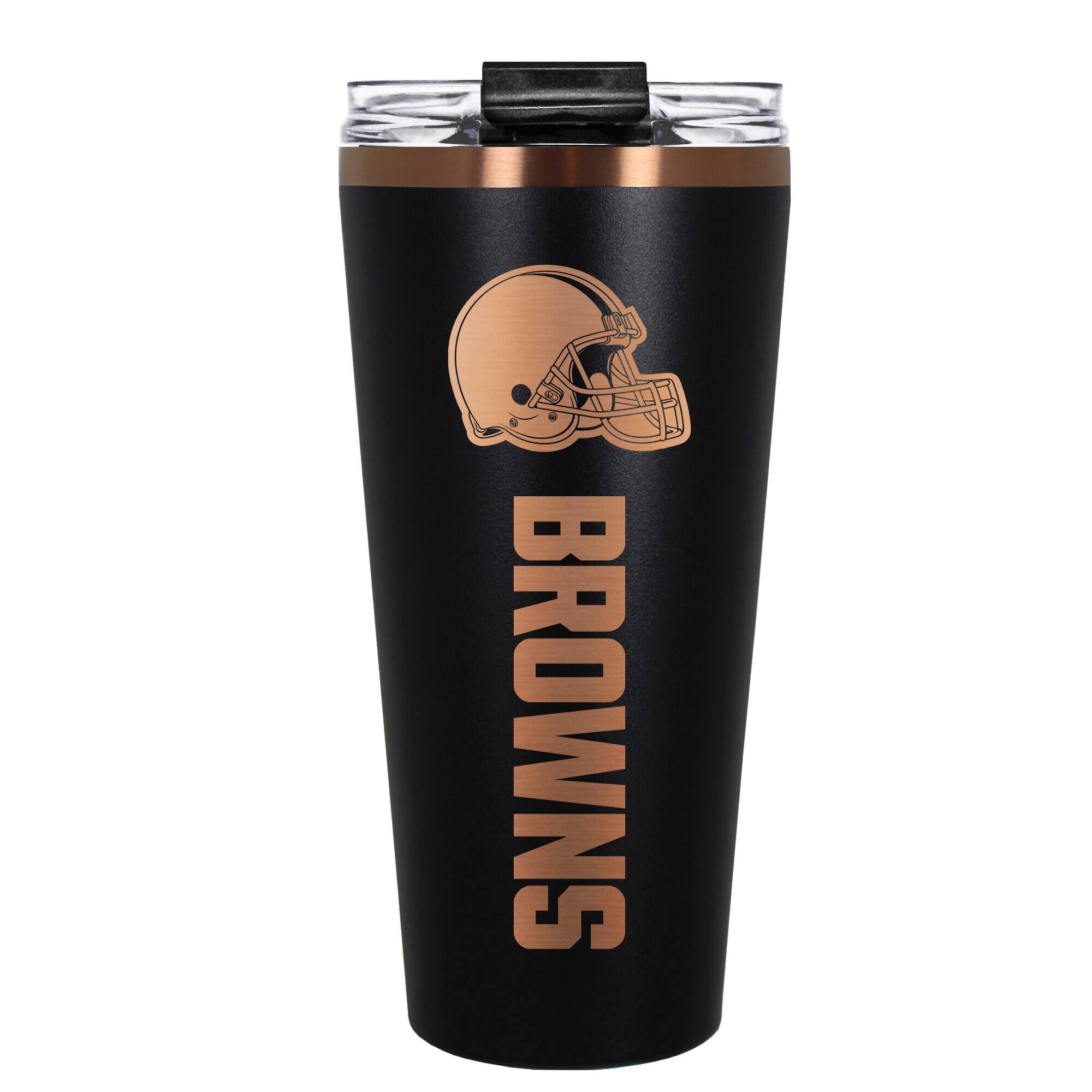 Front. Great American Products - Cleveland Browns 30oz. Big Slim Tumbler - Black.