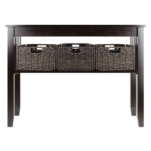 Back. SlickBlue - Hallway Console Table with Two Levels and 3 Storage Baskets - Espresso.