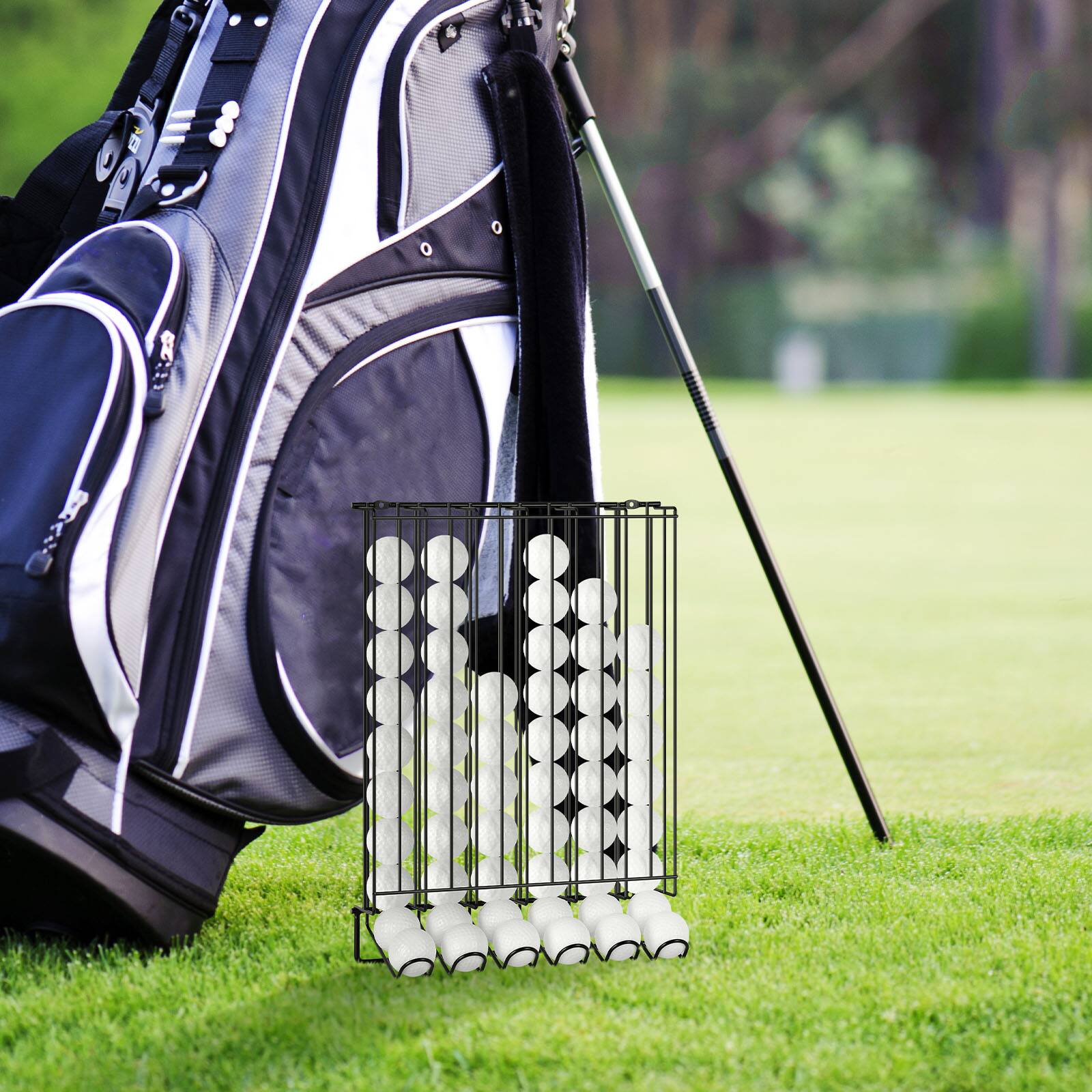 Alt View 2. Oumilen - Golf Ball Display Rack 2-Pack, Metal Golf Ball Storage Holder Holds 60 Balls Each 15.9 x 11.6 x 4.3 in Black - Black.