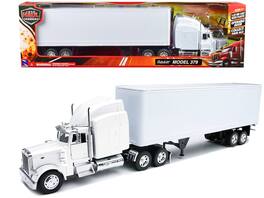 Peterbilt 379 Truck with Dry Goods Trailer "Long Haul Trucker" Series 1/32 Diecast Model by New Ray - White