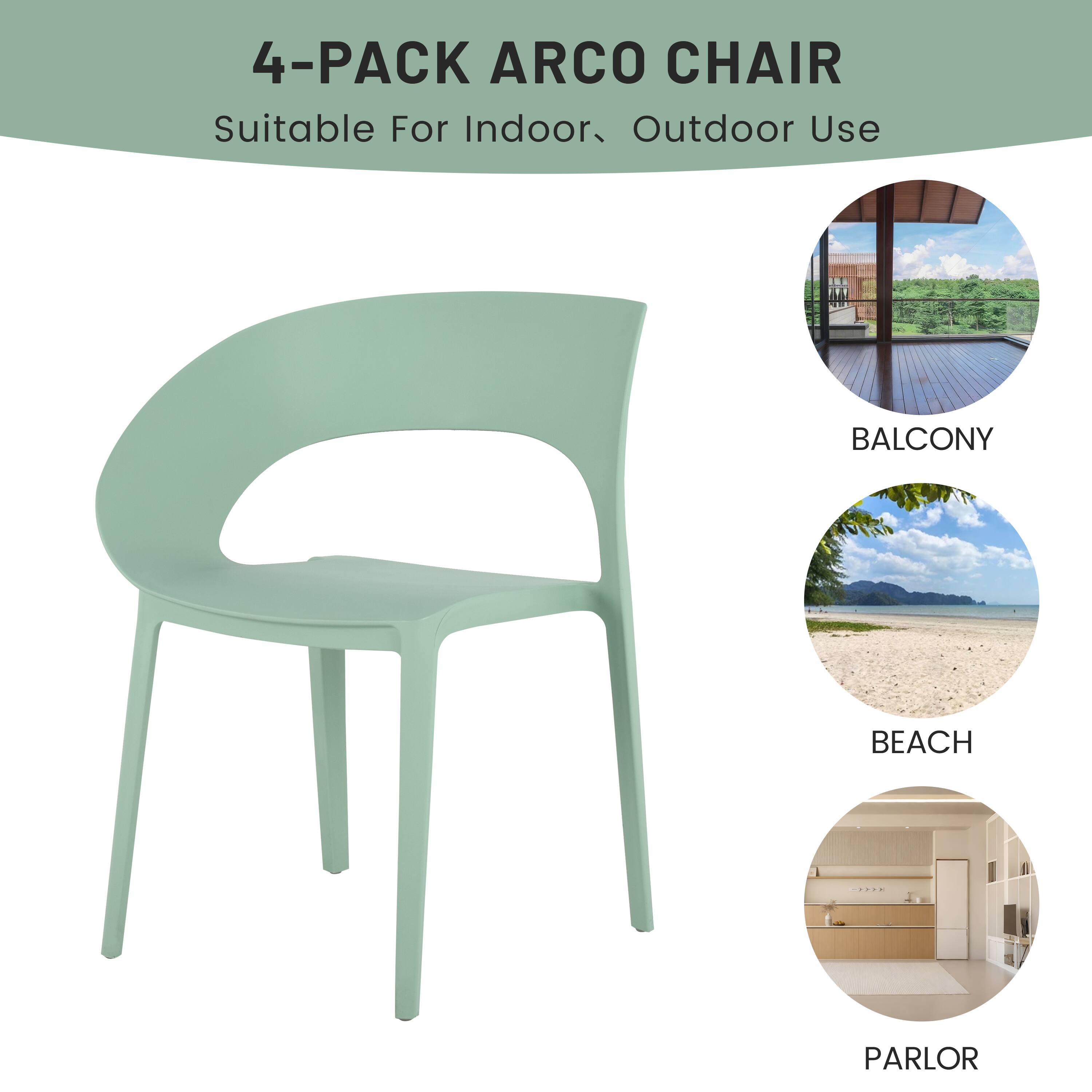 4-Pack Arco Chair  
Suitable For Indoor, Outdoor Use  
Balcony, Beach, Parlor