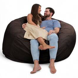 Ultimate Sack - 6 Foot Foam Filled Washable Fur Covered Bean Bag Chair - Brown