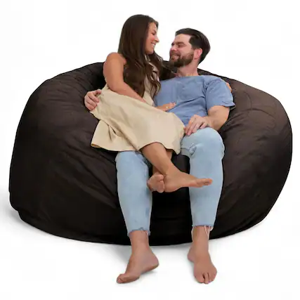Front. Ultimate Sack - Ultimate Sack 6 Foot Foam Filled Washable Fur Covered Bean Bag Chair, Brown - Brown.