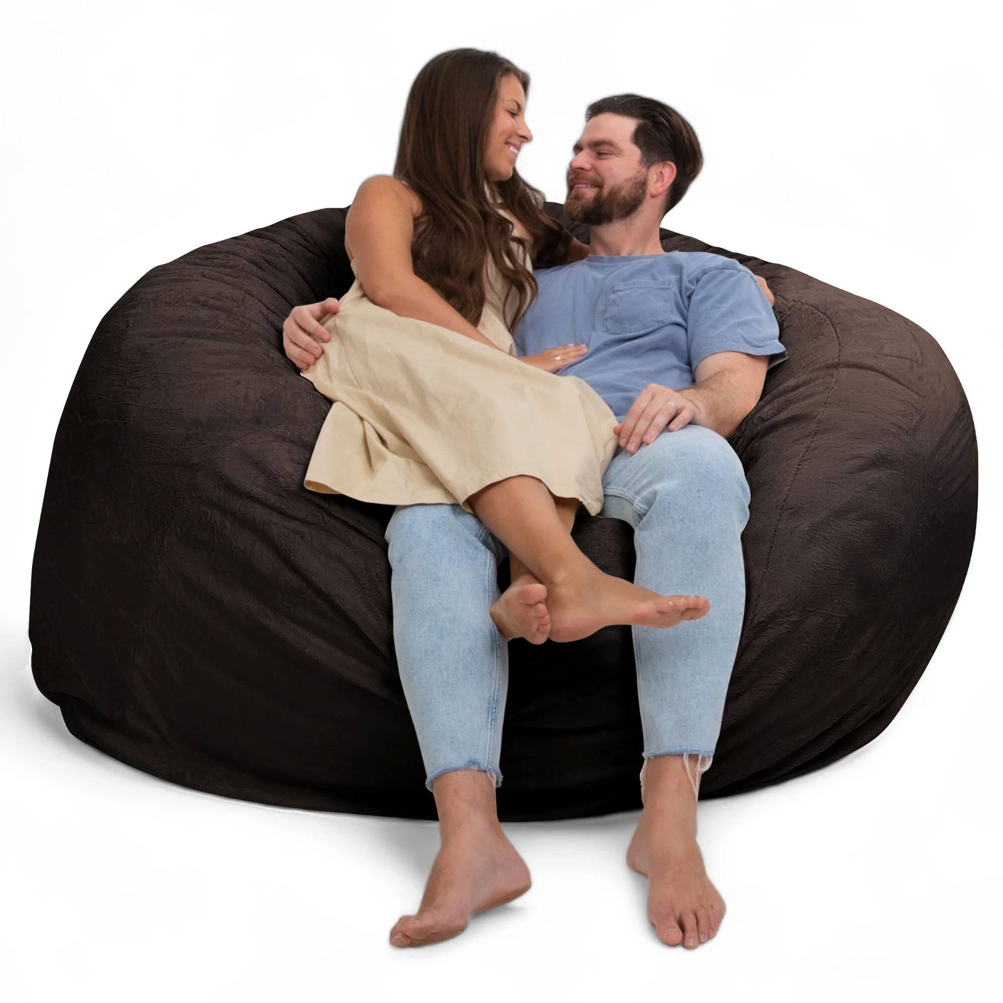 Front. Ultimate Sack - Ultimate Sack 6 Foot Foam Filled Washable Fur Covered Bean Bag Chair, Brown - Brown.