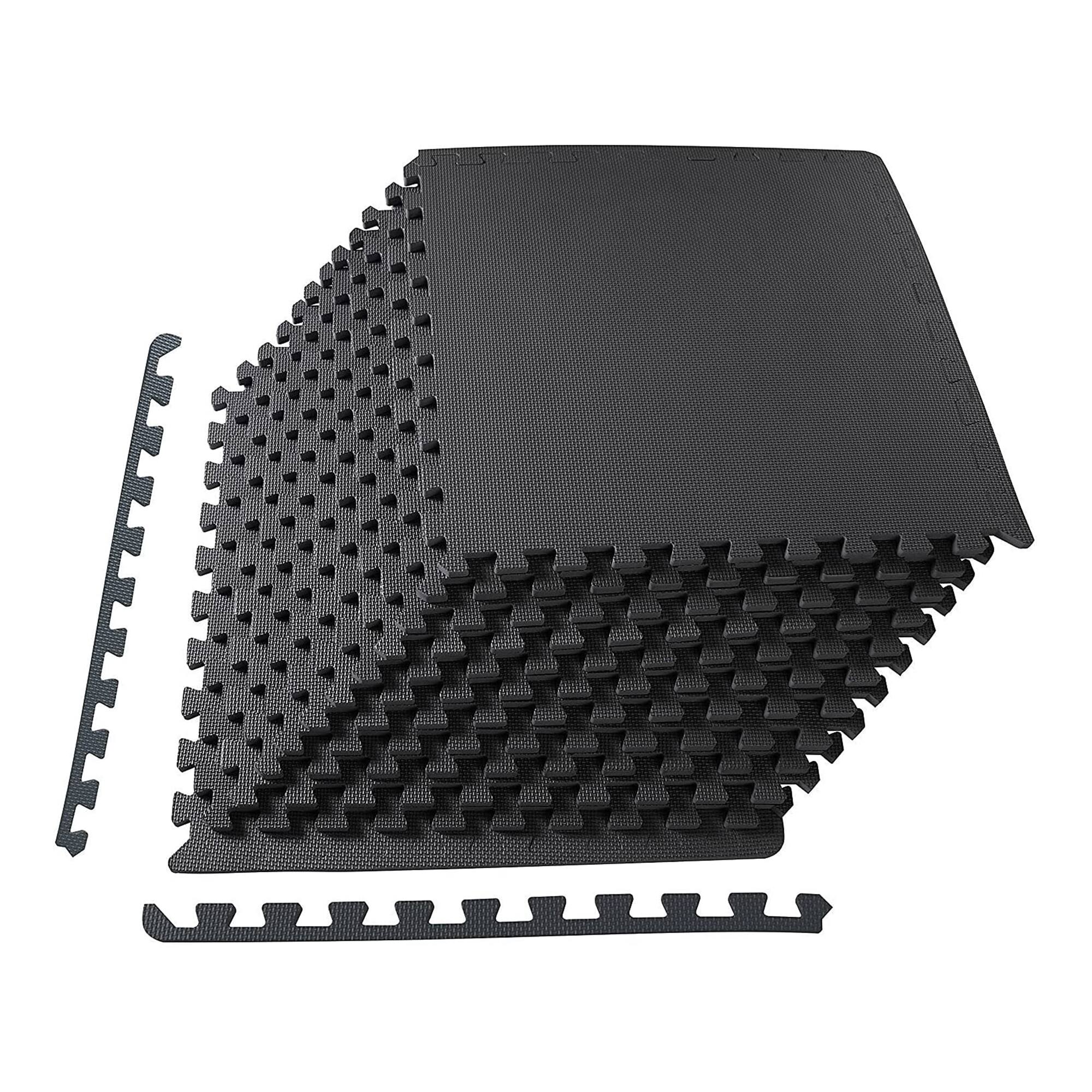 Alt View 7. BalanceFrom Fitness - BalanceFrom Fitness 48 Sq Ft Interlocking EVA Foam Exercise Mat Tiles, Black - Black.