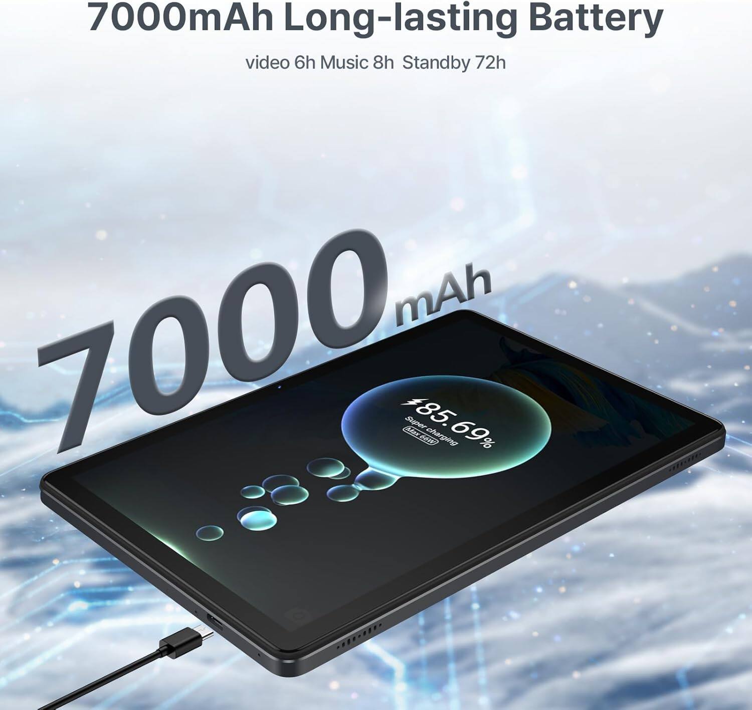 7000mAh Long-lasting Battery  
video 6h Music 8h Standby 72h  
7000 mAh  
$85.69  
Super charging 69%