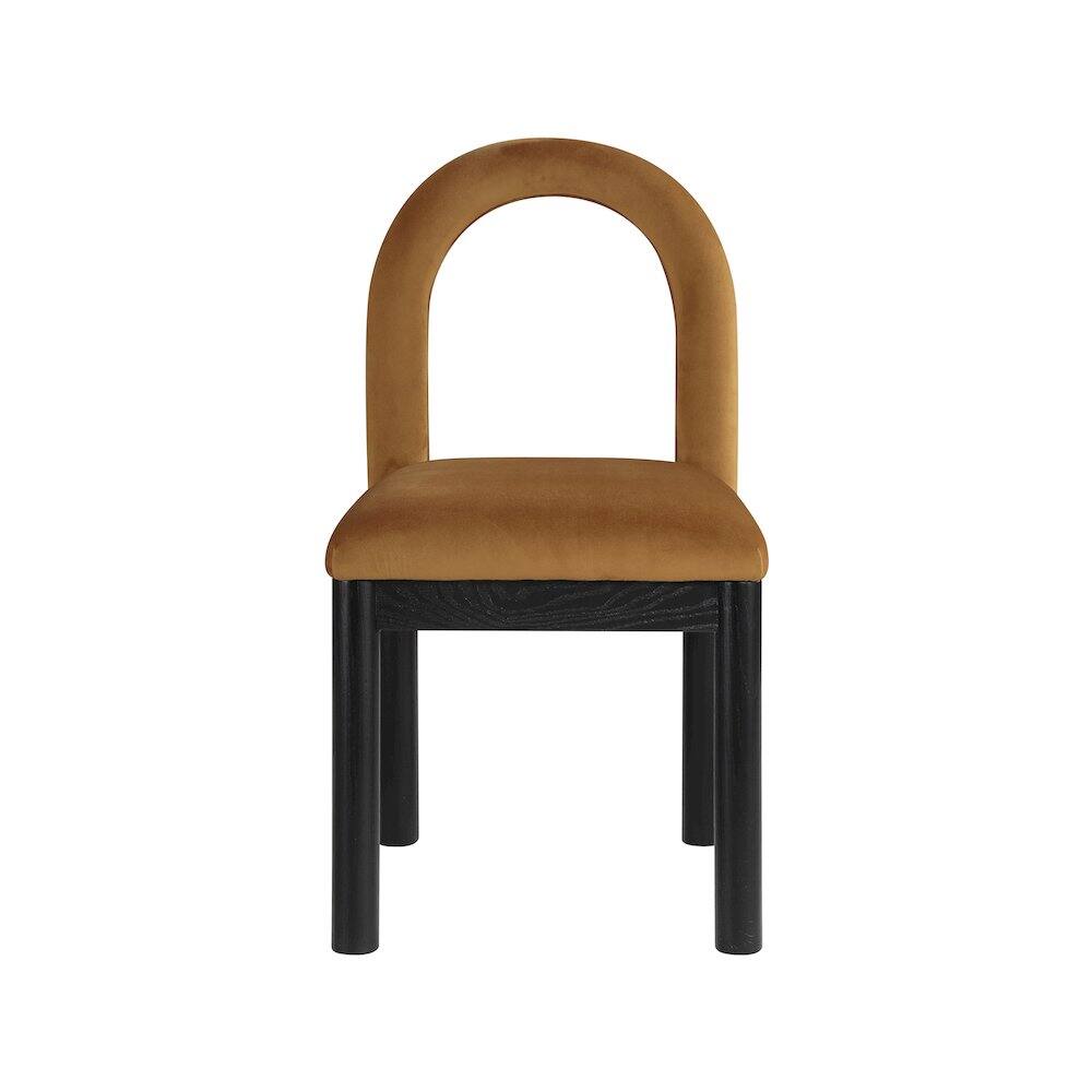 Alt View 2. Meridian Furniture - Conrad Saddle Velvet Dining Chair - Brown.