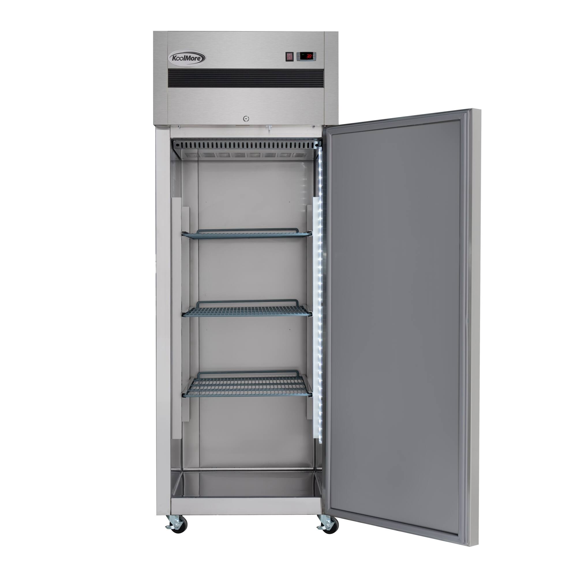 Alt View 3. Koolmore - 30 in. Solid Door Commercial Reach-In Refrigerator with Top-Mounted Compressor, 25 cu. ft. in Stainless-Steel - Stainless steel.