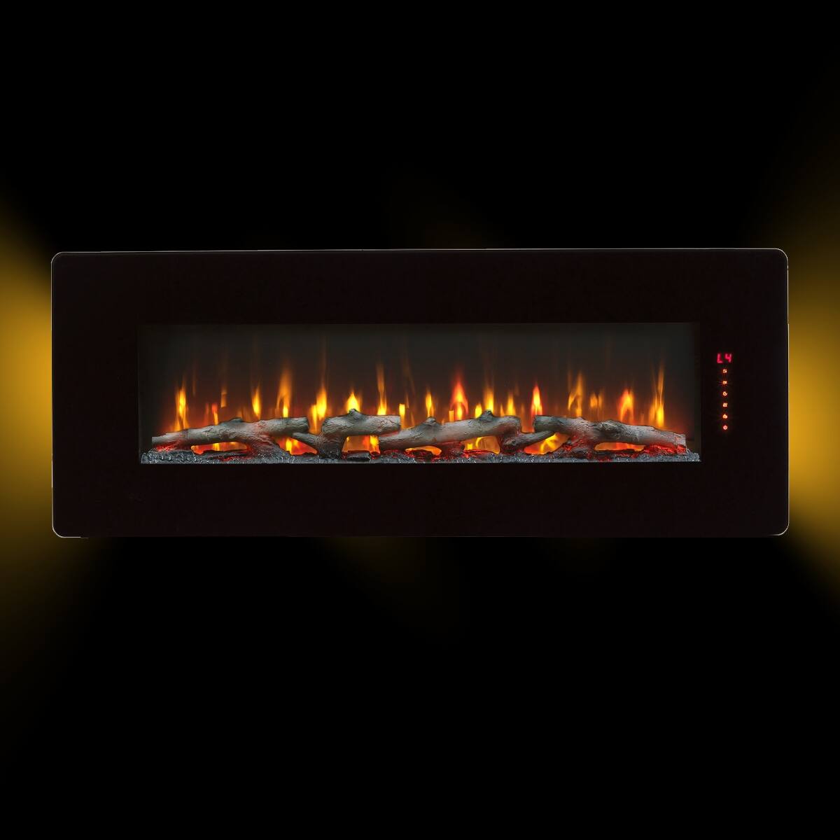Alt View 2. Loheer - Loheer 48 inch curved electric fireplace Wall Mounted with Multi-Color Backlight - Antique Black.
