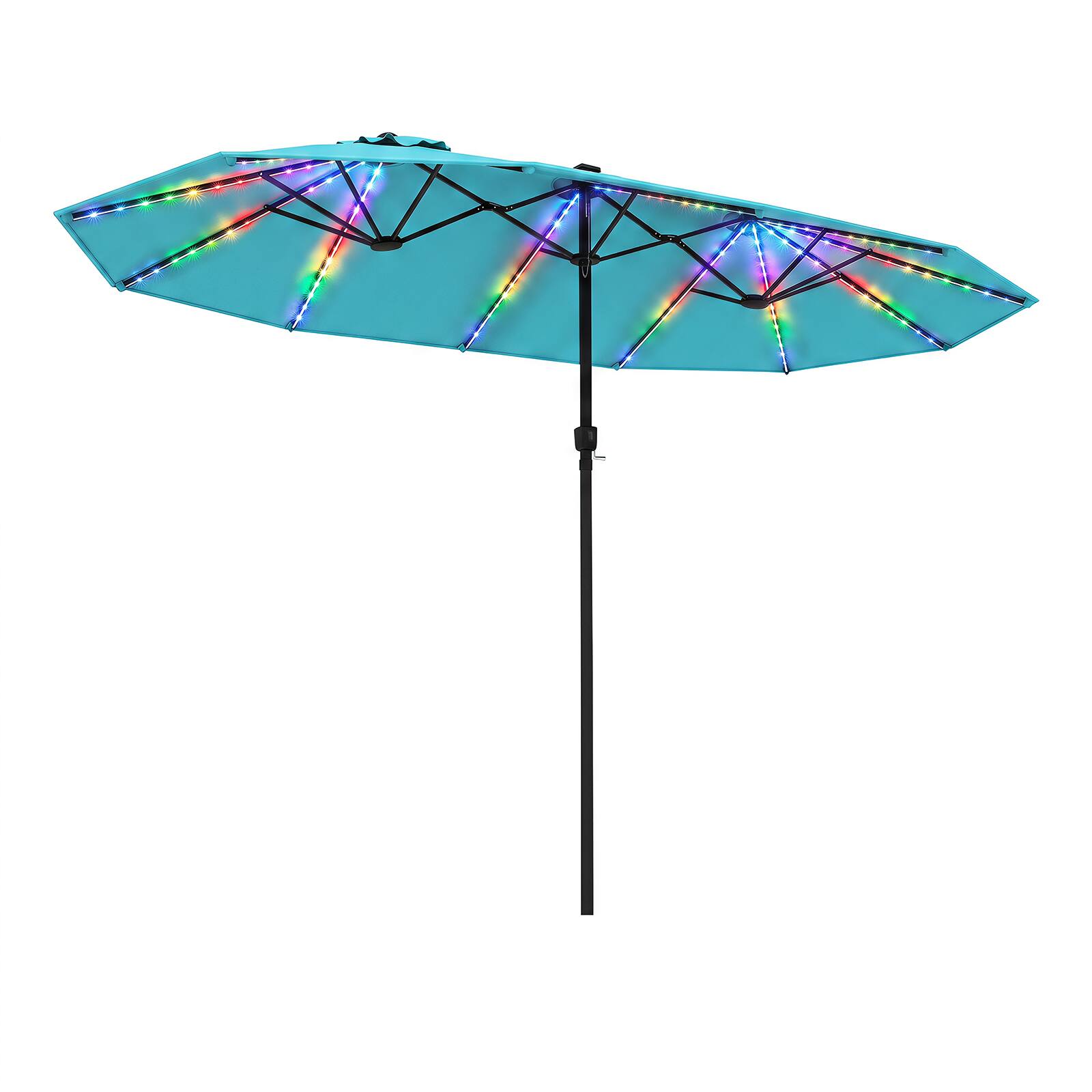 Alt View 9. Gymax - Gymax 15.5 FT Extra-Large Patio Umbrella w/12 Ribs 12 Light Modes 144 Solar LED Lights Turquoise - Green.