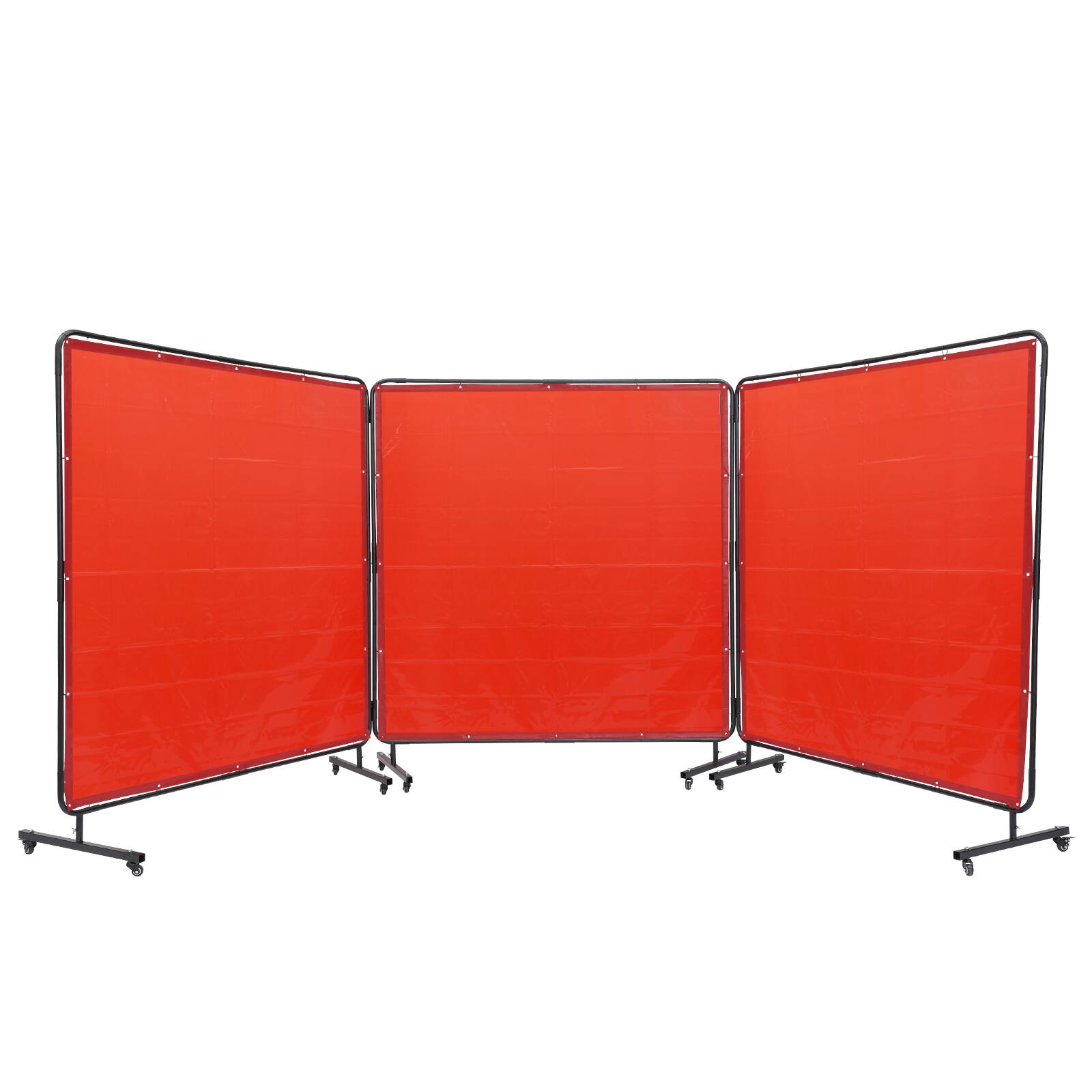 Alt View 5. VEVOR - Welding Screen with Frame, 6' x 6' 3 Panel Welding Curtain Screens, Flame-Resistant Vinyl Welding Protection Screen - Red.