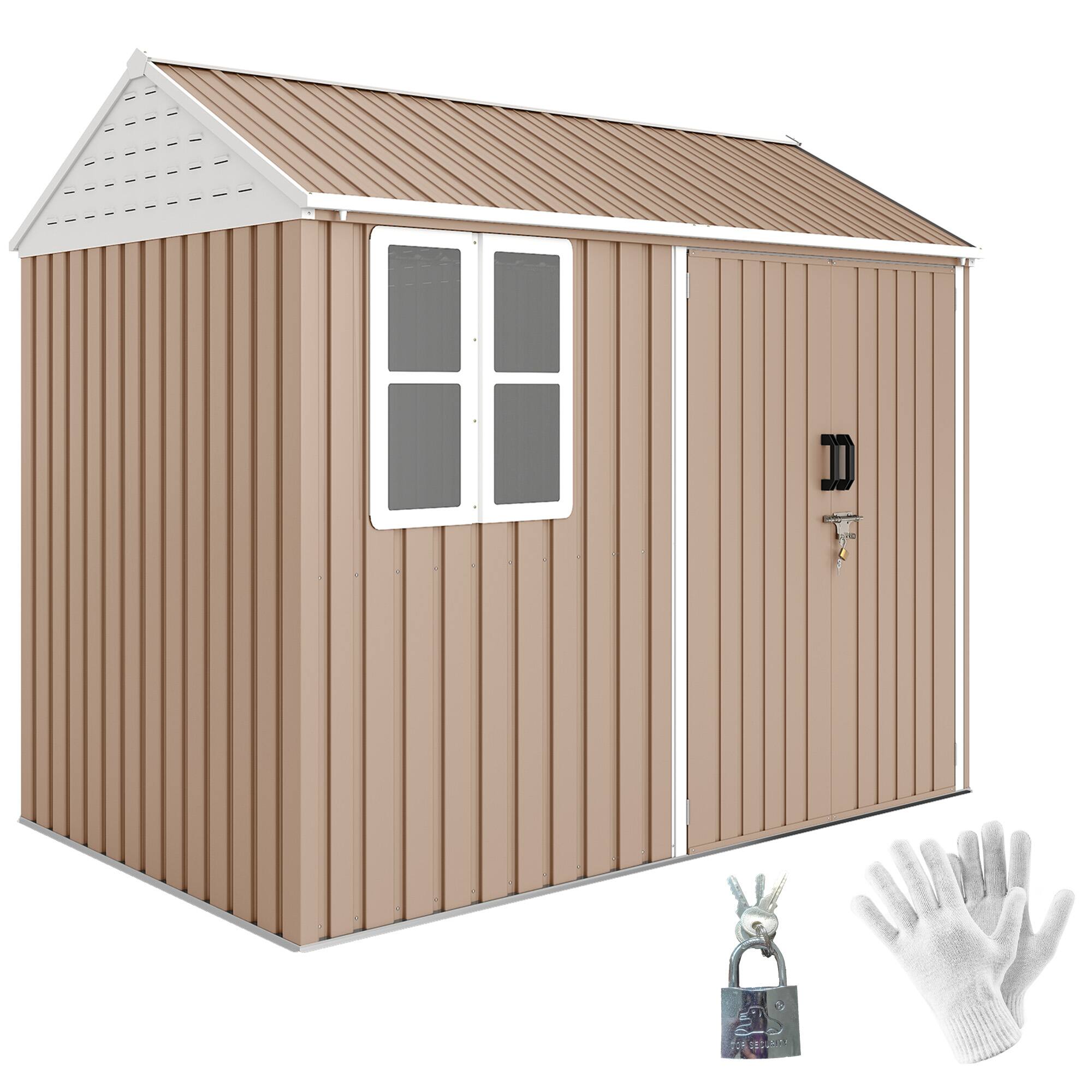 Outsunny - x 6' Metal Garden Storage Shed, Extra Large Outdoor Tool Storage House w/ Doors