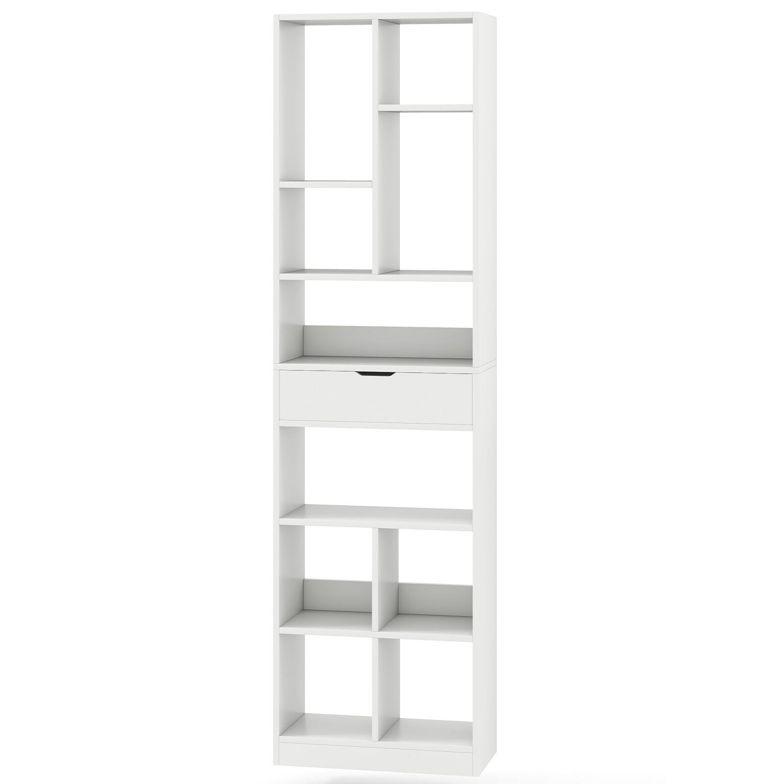 Alt View 8. Gymax - Gymax 71'' Tall Bookcase w/ Drawer Modern Bookshelf w/ 10 Open Cubes Display Rack - White.