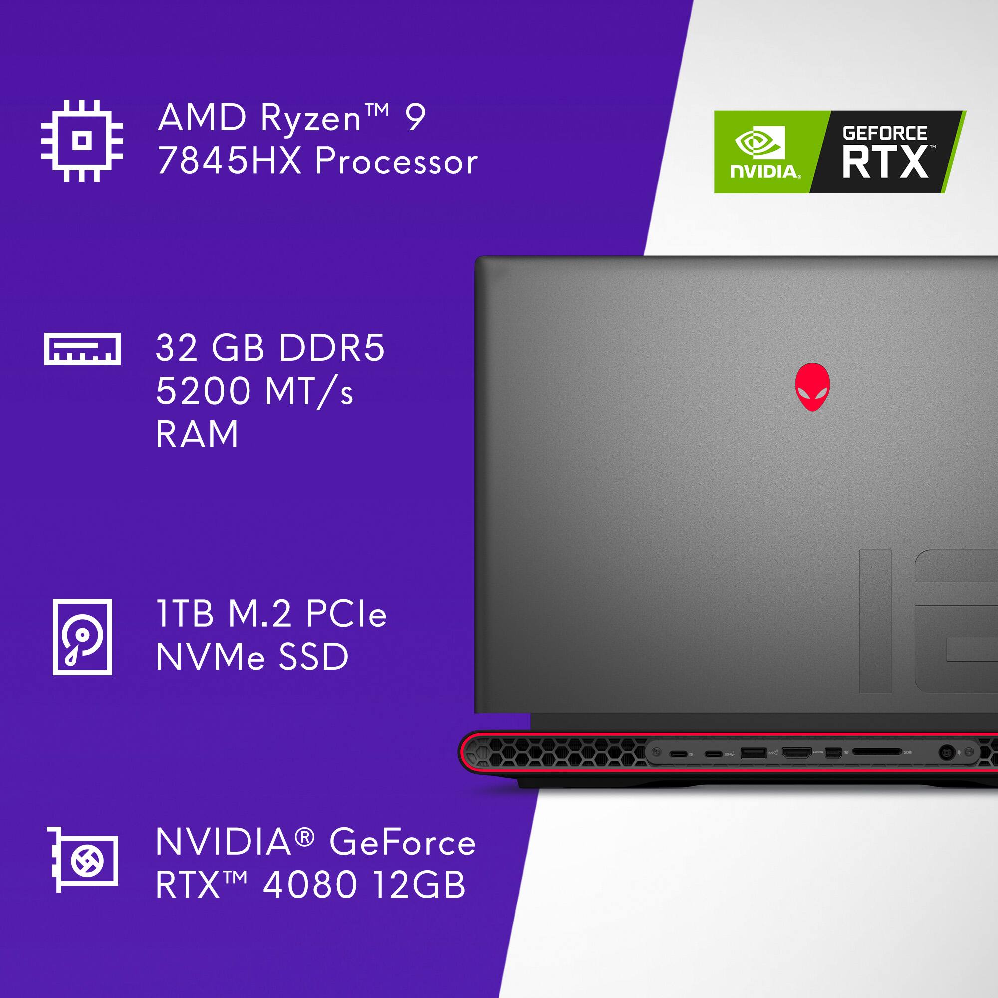 TM 9 AMD Ryzen 7845HX Processor NVIDIA GeForce RTX 32 GB DDR5 5200 MT/s RAM 1TB M.2 PCle NVMe SSD I NVIDIA RTX 4080 12GB