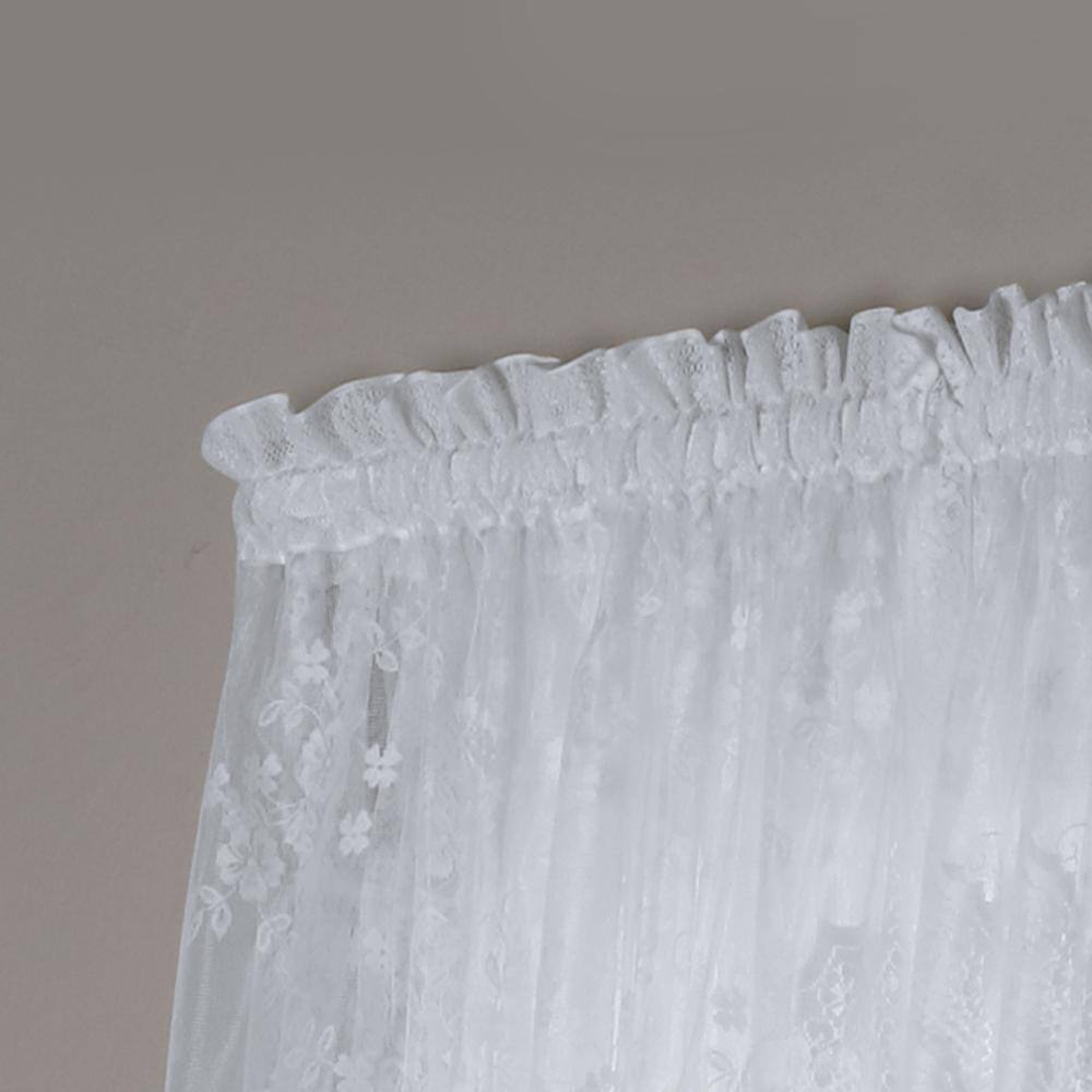 Angle. Commonwealth Home Fashions - Commonwealth Habitat Mona Lisa Jacquard Lace Tailored Balloon Rod Pocket Curtain Panel - 56x63" - White - White.