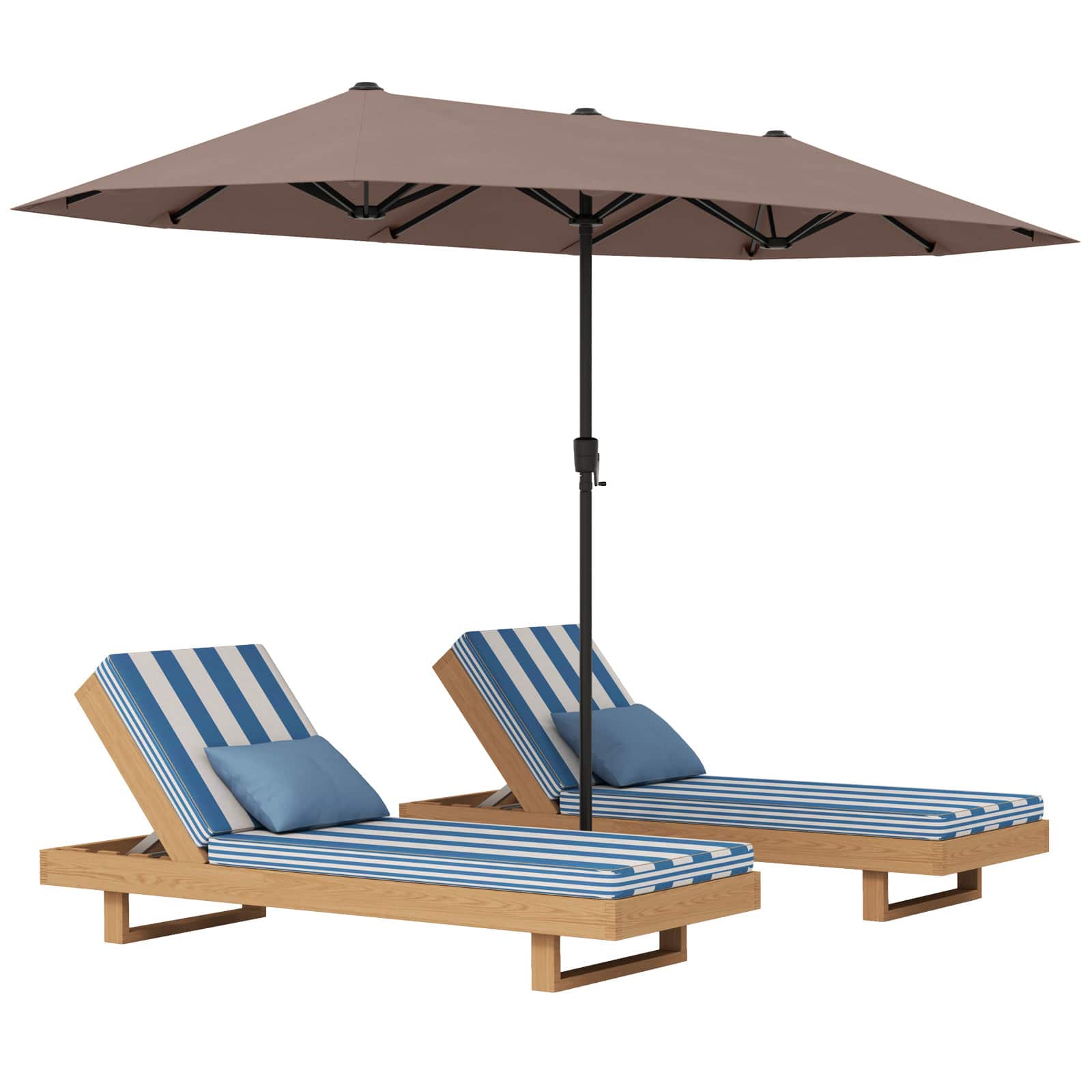 Front. Gymax - Gymax 13 FT Double-sided Patio Umbrella Outdoor Large Twin Size Umbrella Coffee - Coffee.