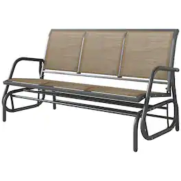 Outsunny - Outdoor Patio Glider Bench, Porch Glider Swing with 3 Seats, Breathable Mesh Fabric - Light Mixed Brown