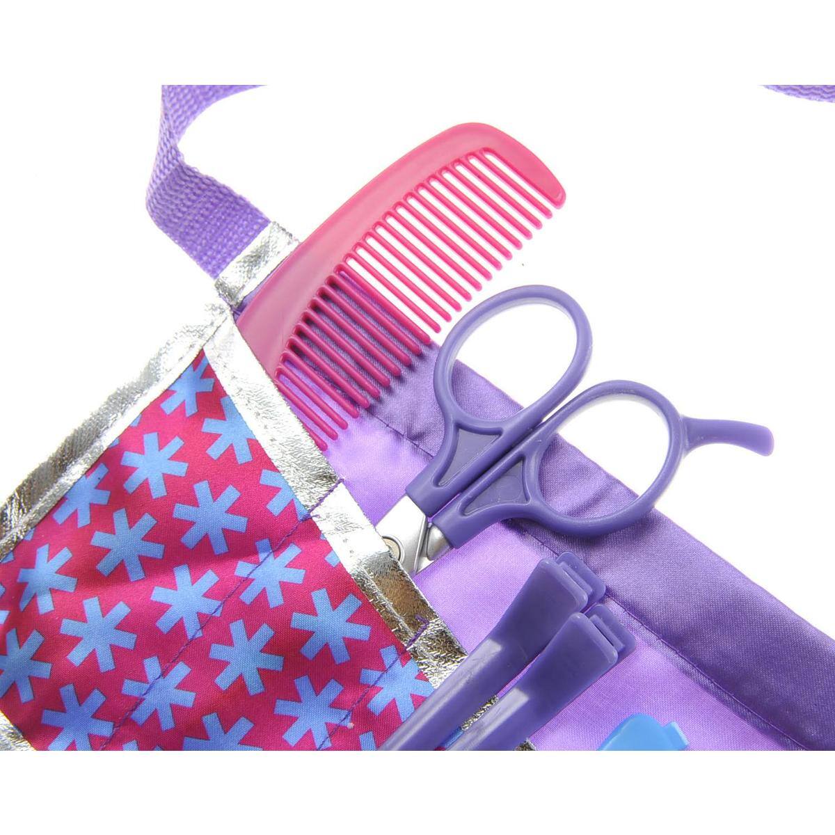 Left. JuzToys - Pretend Play for Toddlers 3-5, 13pcs Hair Salon Toys for Girls with Real Blowing Hair Dryer, Scissors Pink/Purple - Pink.