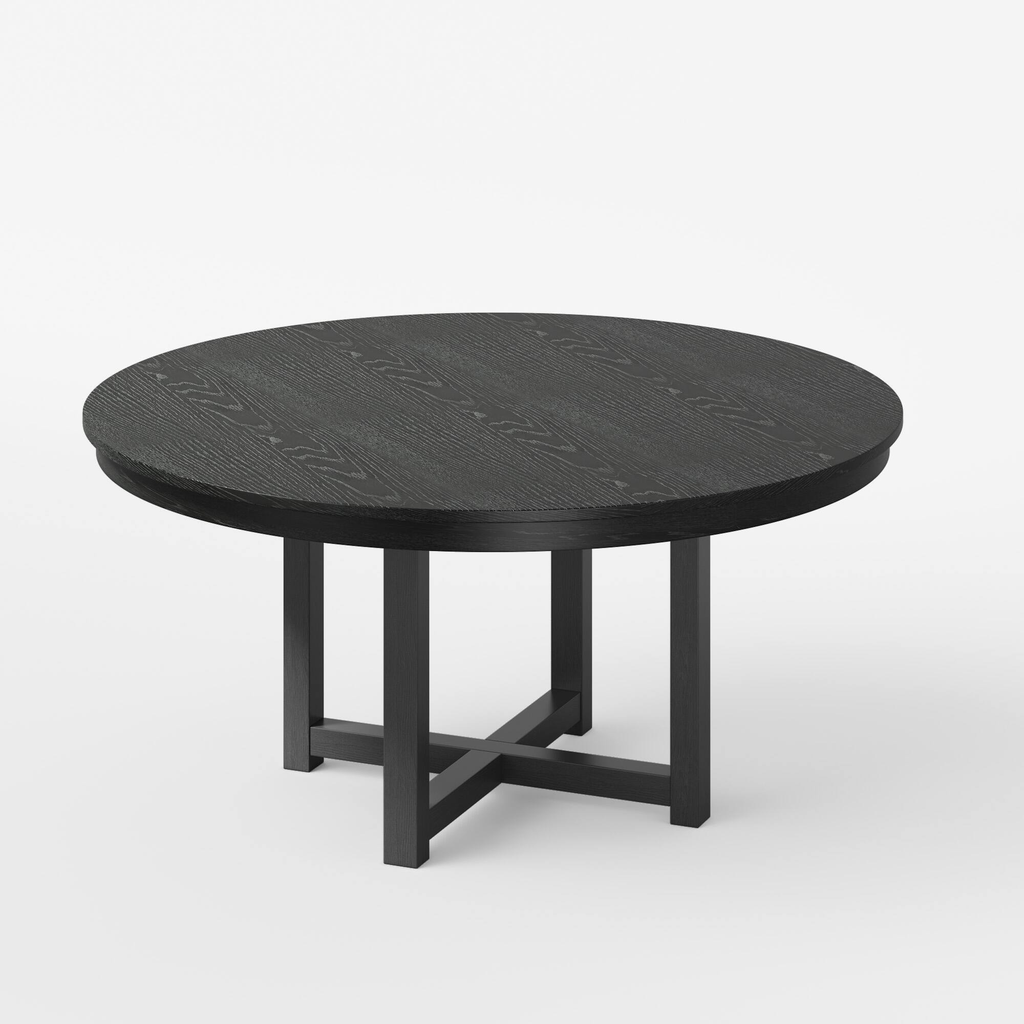 Alt View 3. Lirago - 52" Solid Wood Round Dining Table with Double Pedestal Large Kitchen Table Seats 6 for Dining Room - Black.