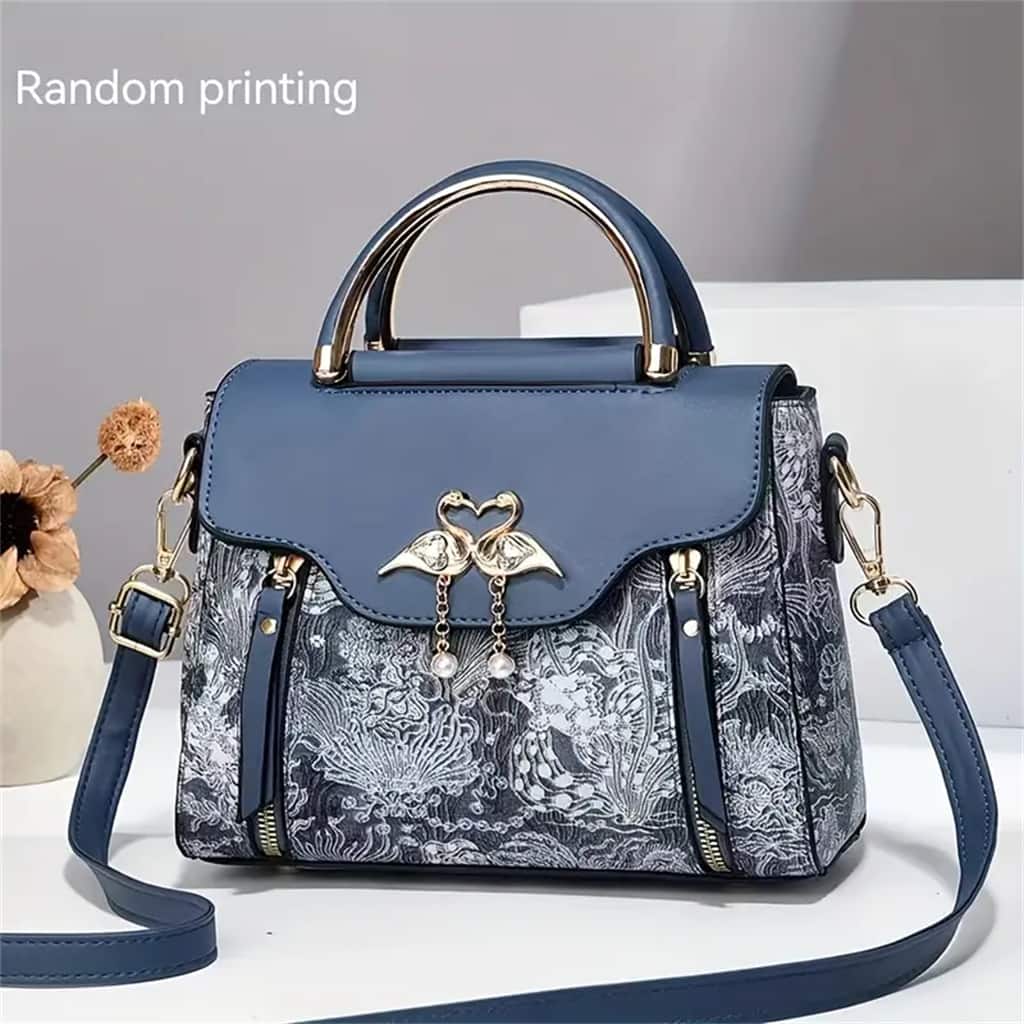 Auledio - Geometric Elegant Handbag for Women, Multi-Layered Fashion Crossbody Bag, Stylish High-End Textured Purse Shoulder Bag - Blue
