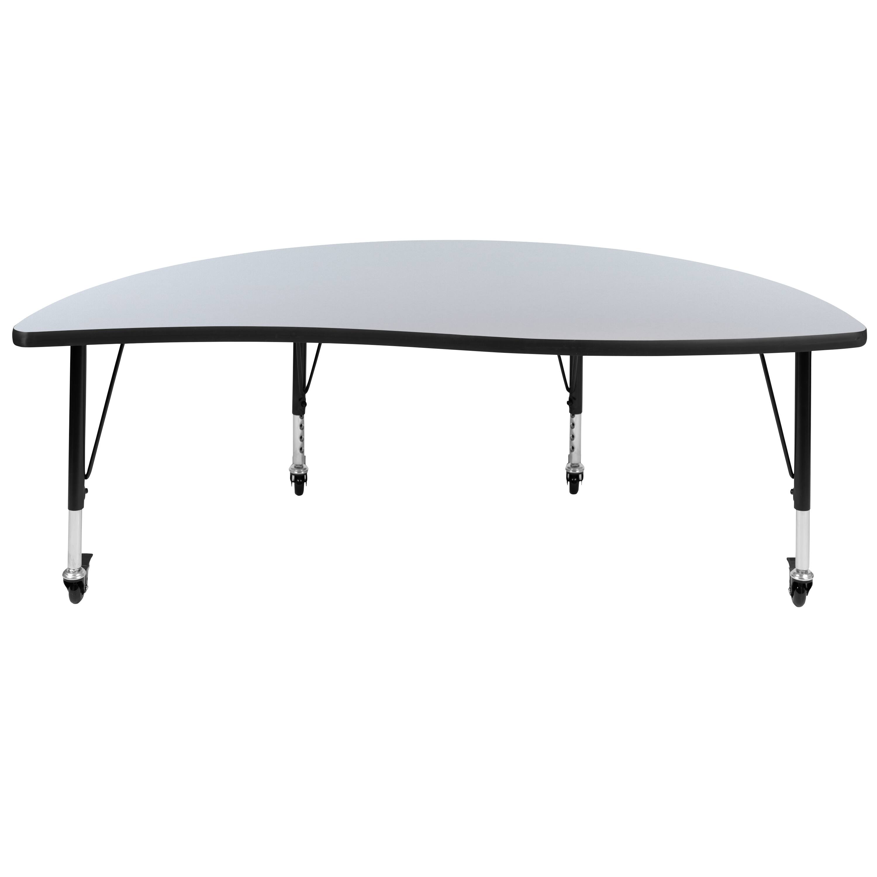 Alt View 5. Emma + Oliver - Mobile 60" Half Circle Wave Flexible Collaborative Kids Adjustable Activity Table - Grey.