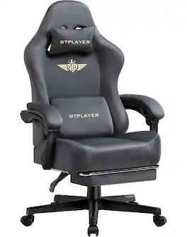 GTPlayer - Gaming Chair Fabric with Pocket Spring Cushion High Back Computer Chair - Gray