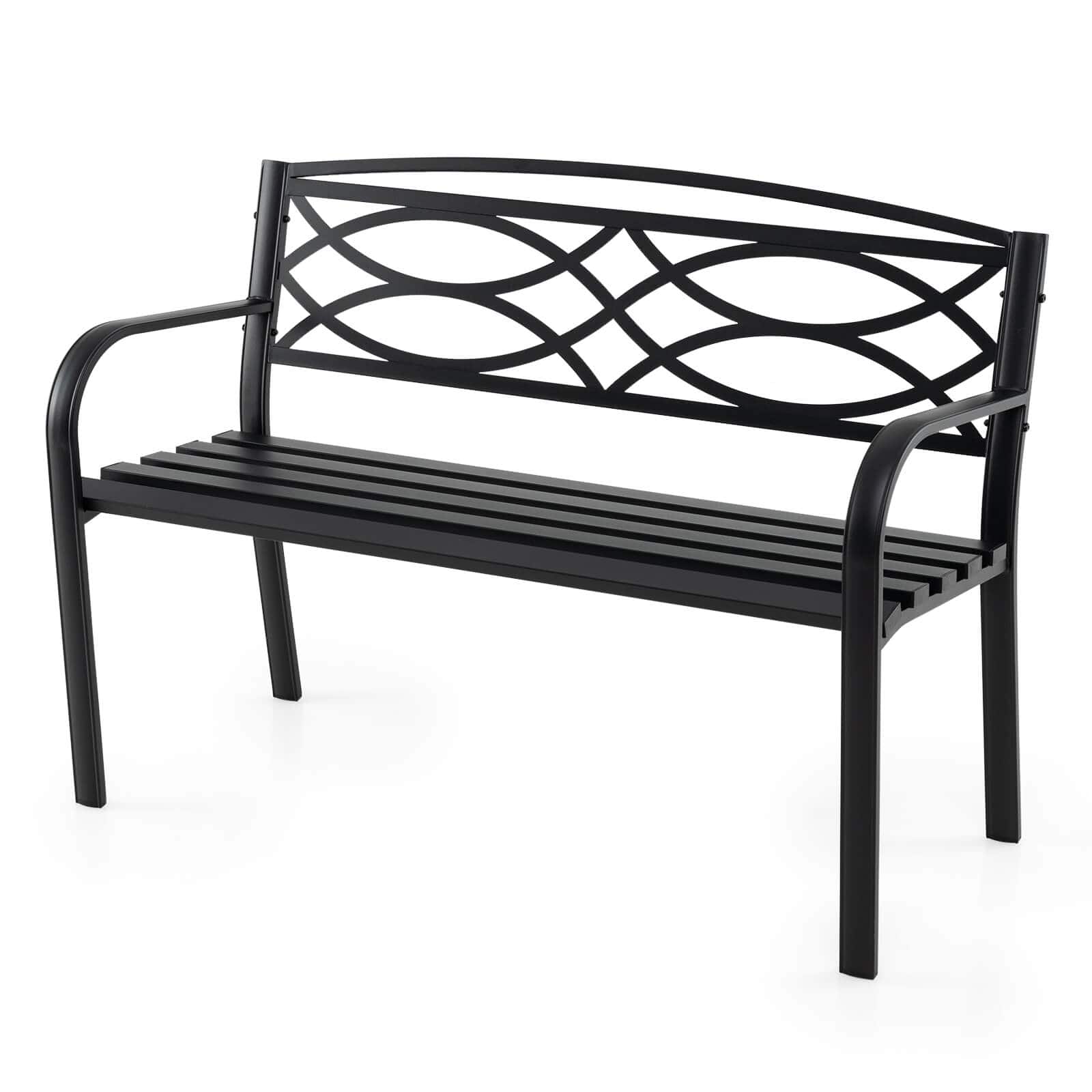 "Costway - Outdoor Bench 45.5"" Patio Garden Bench with Backrest Curved Armrests for Backyard - Black" price history on PriceWatchPro