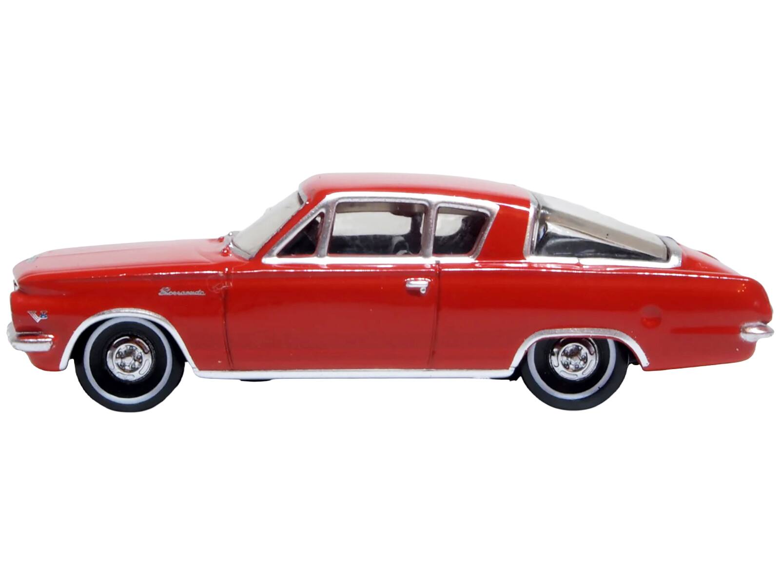 Angle. Oxford Diecast - 1965 Plymouth Barracuda Red 1/87 (HO) Scale Diecast Model Car by Oxford Diecast - Red.