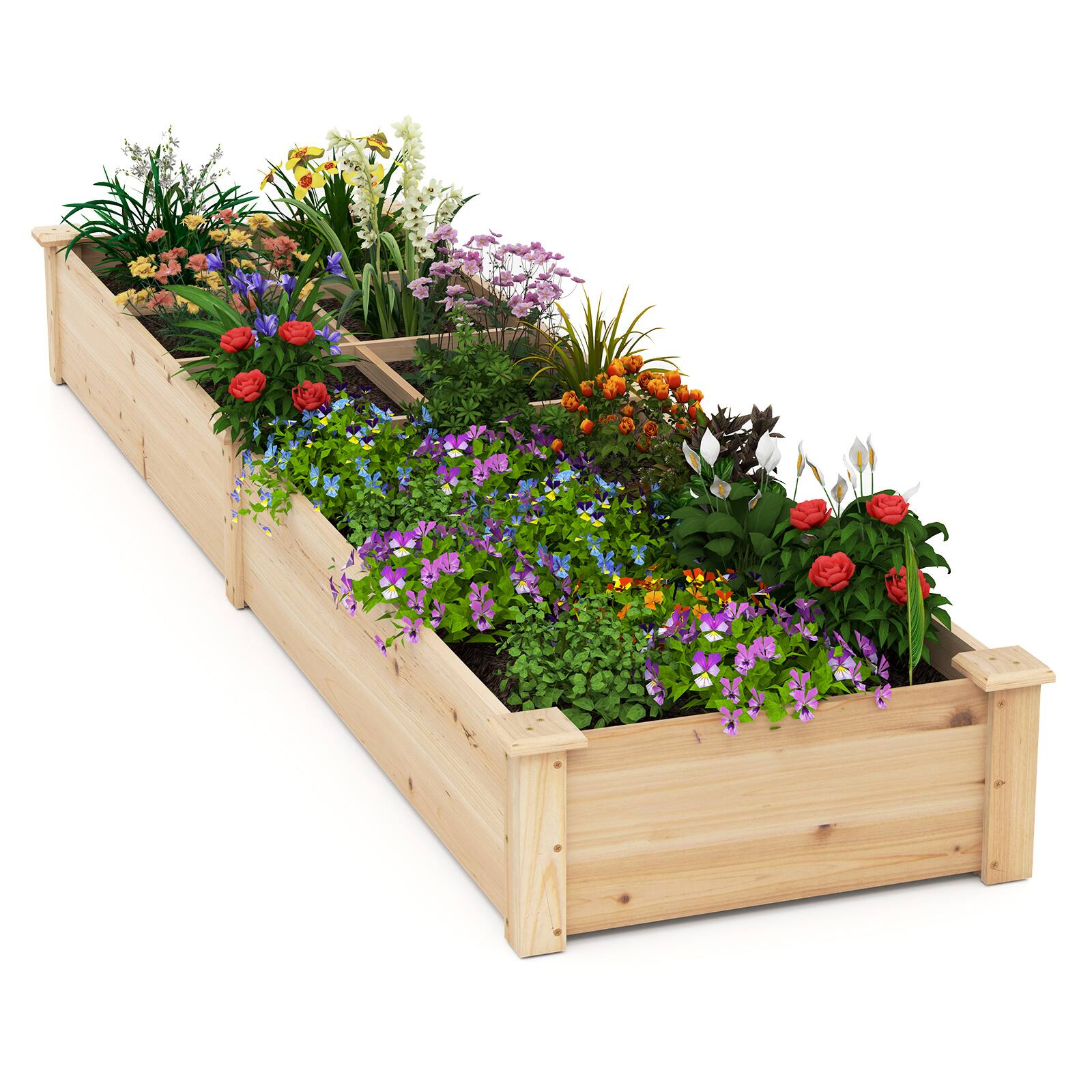 Alt View 9. Gymax - Gymax Raised Garden Bed Wooden Elevated Planter w/2 Planter Boxes 7 Compartments - Natural.