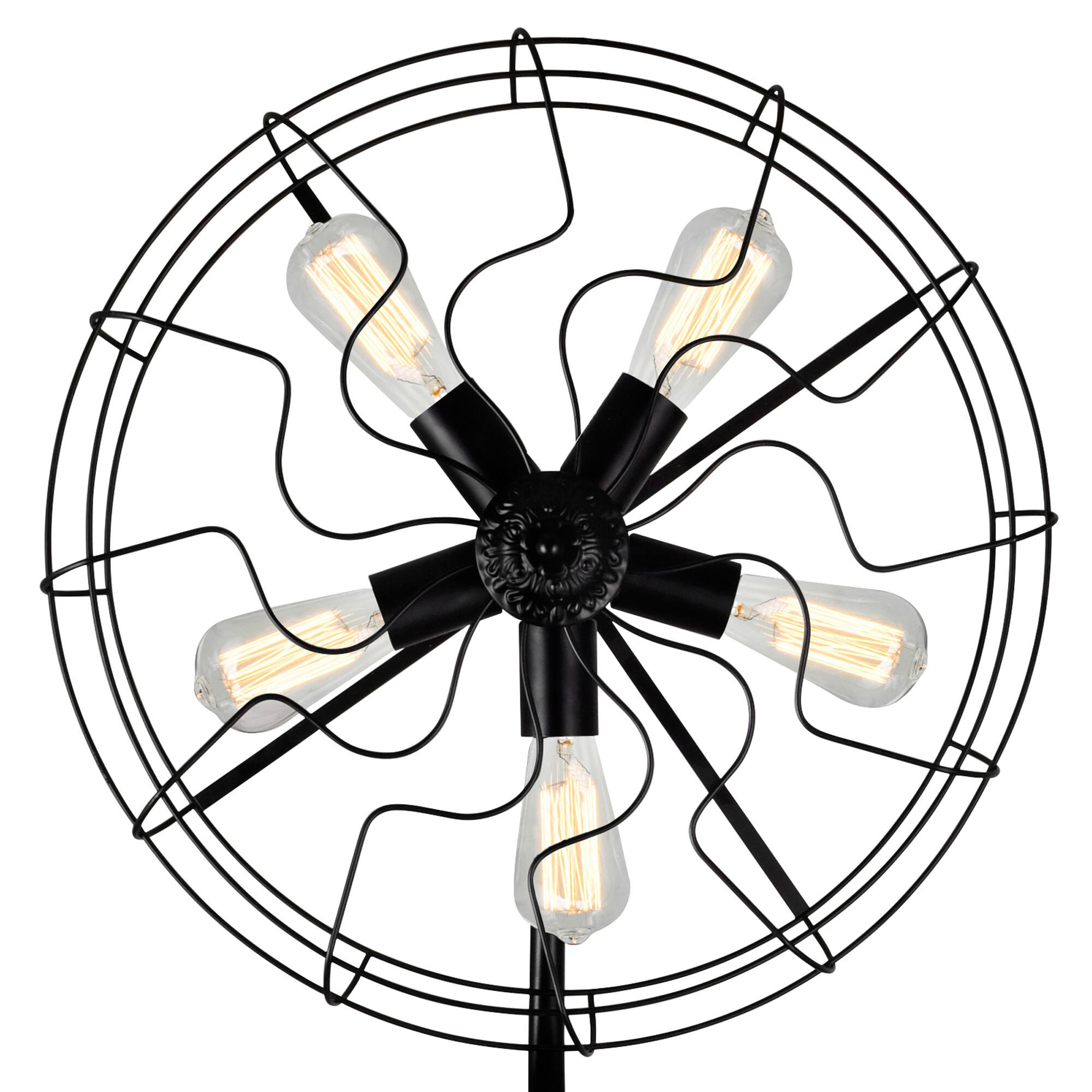 Angle. CWI Lighting - Pamela 5 Light Floor Lamp With Black Finish - Black.