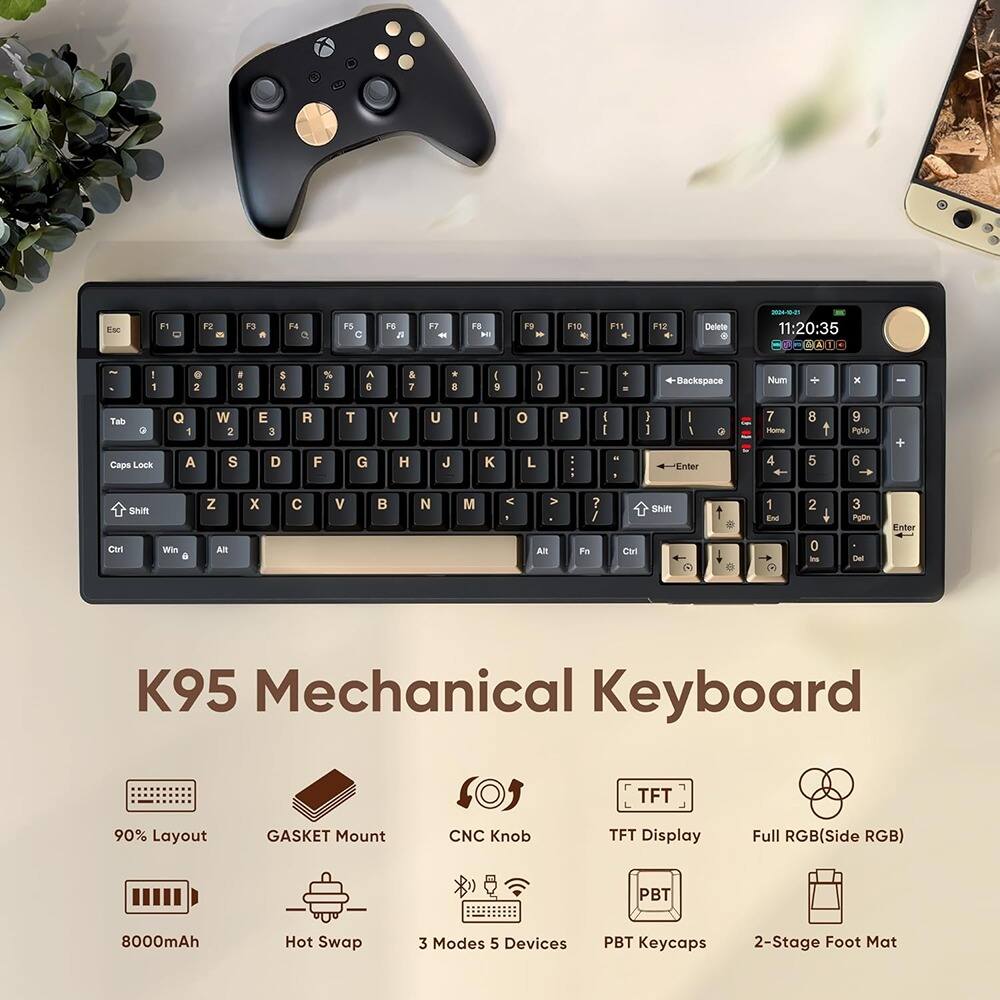 MOSZAR LLC K95 Wireless Mechanical Keyboard, TFT Screen & Knob