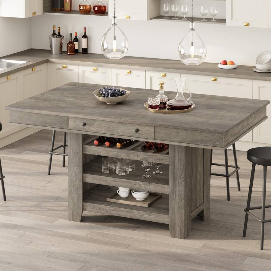 Babevy 60" Counter Height Dining Table for 4, Farmhouse Rectangular Bar ...
