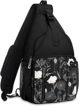 mosiso - Sling Bag Crossbody Shoulder Bag Travel Hiking Daypack Chest Bag with Front Square Pocket&USB Charging Port - Retro Flower