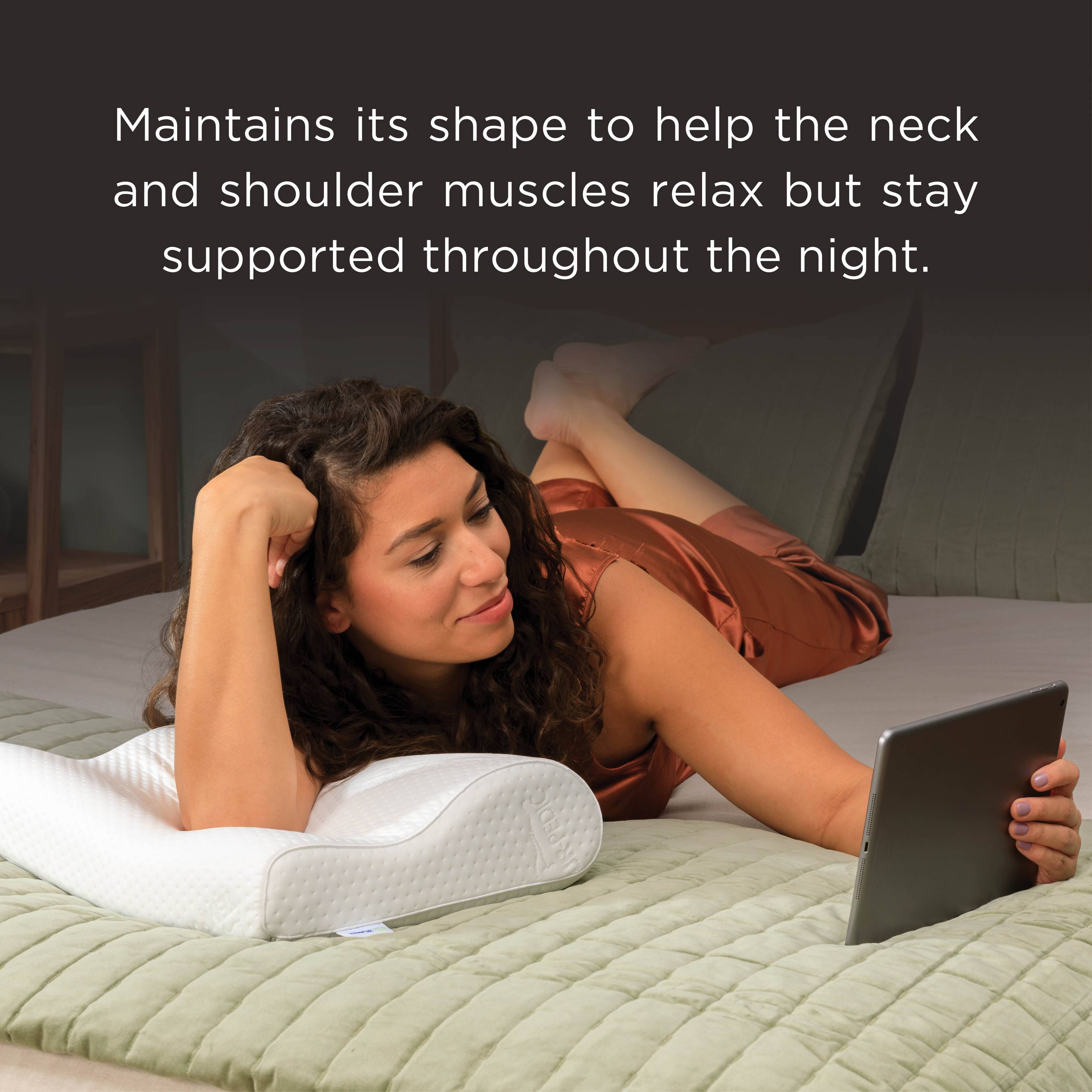 Maintains its shape to help the neck and shoulder muscles relax but stay supported throughout the night.