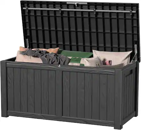 Front. Yardgrace - 120 Gallon Waterproof Deck Box Lockable Patio Storage for Patio Furniture,Garden - Black.