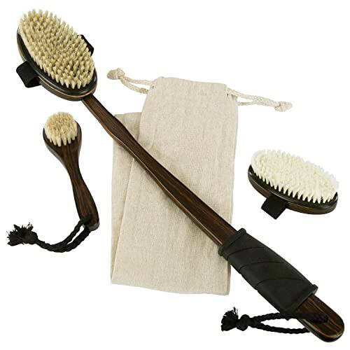 Front. DORLUKFU - Dry Brush Set for Lymphatic Drainage (3 Pieces) - Brushing Scrubber for Exfoliating, Body Cellulite and Skin Massage -.