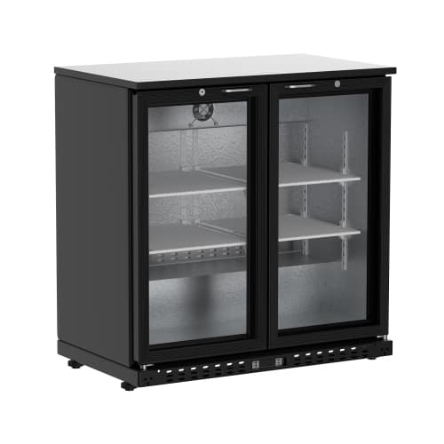 Lycvki - 7.4 Cu.Ft Back Bar Cooler Beverage Refrigerator with 2 Low-E Glass Sliding Doors - Black
