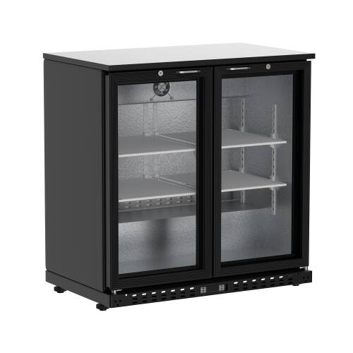 Front. Lycvki - 7.4 Cu.Ft Back Bar Cooler Beverage Refrigerator with 2 Low-E Glass Sliding Doors - Black.
