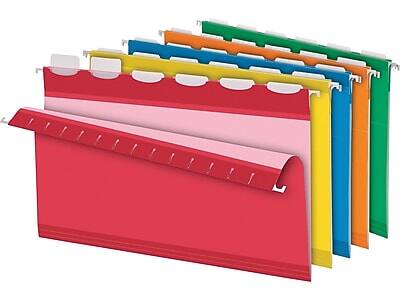 Front. Pendaflex - Hanging File Folder, Expansion, 6-Tab, Legal Size, Assorted, 25/Box - Assorted Colors.