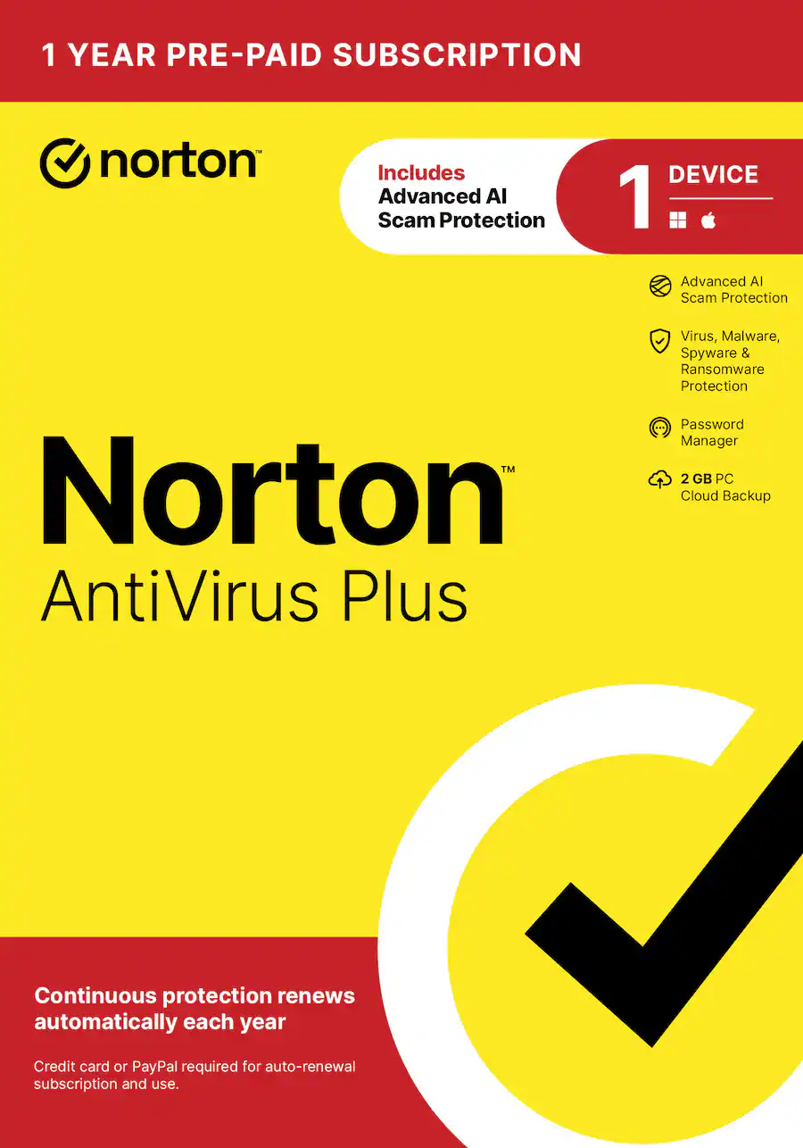 Norton AntiVirus Plus (1 Device) Antivirus Software + Scam Protection ...