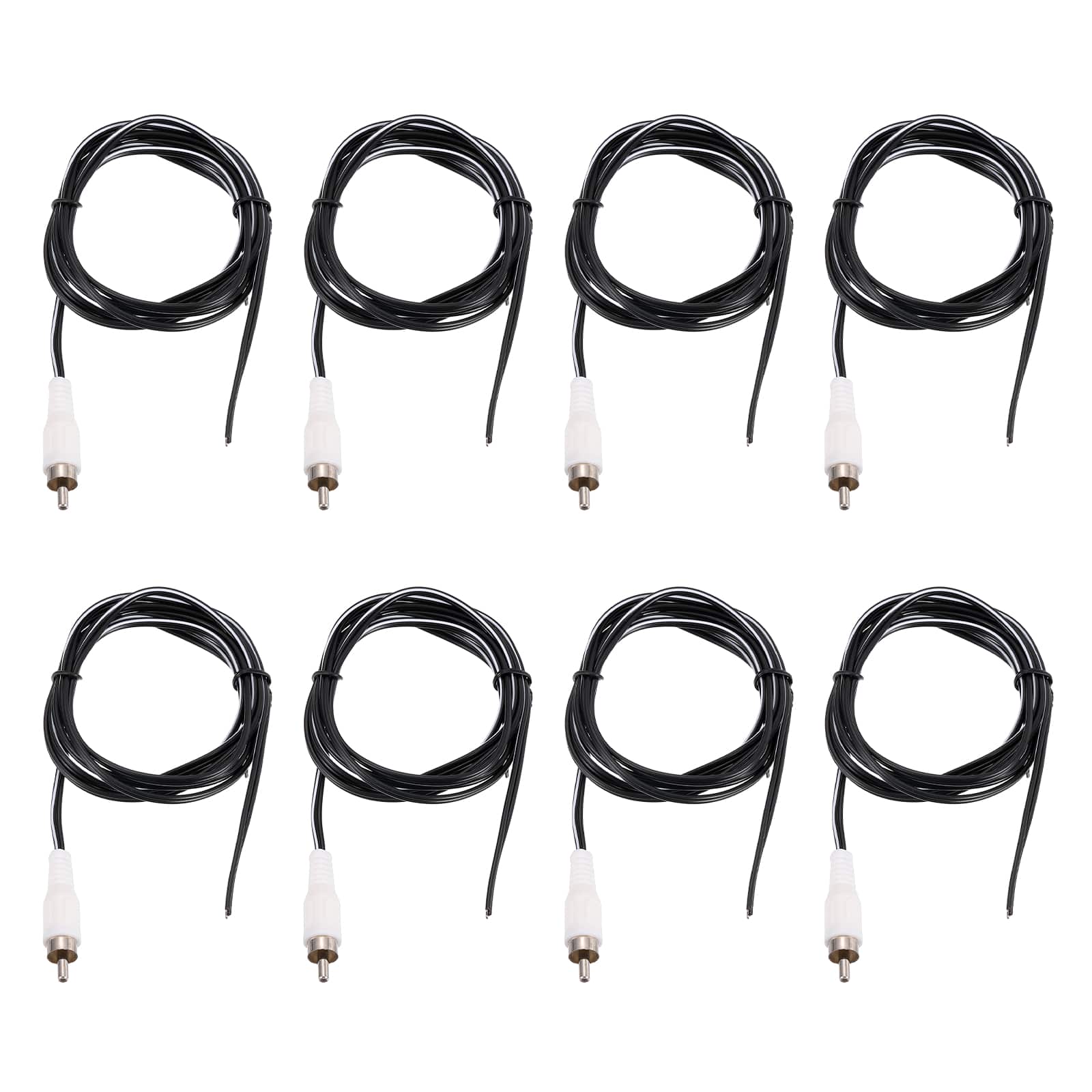 Unique Bargains - 8pcs 5ft RCA Audio Subwoofer Cable, 1 RCA Male Plug to Bare Wire Open End Audio Video Speaker for Amplifier Home Theater - White