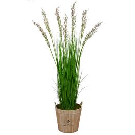 BreeBe - 64" Wheat Grass Artificial Plant in Farmhouse Planter - Green