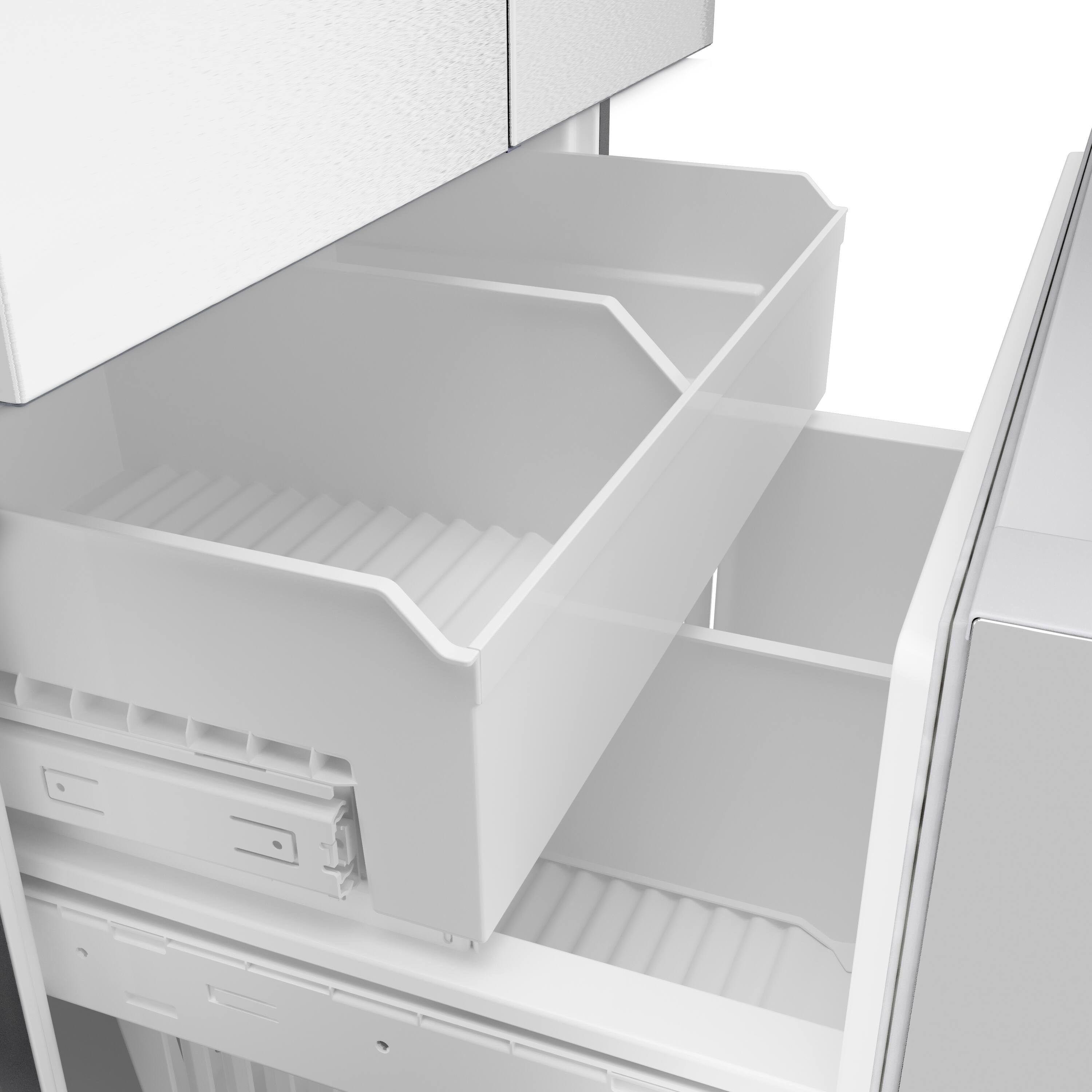 Alt View 10. Bosch - 100 Series 21.6 Cu. Ft. Bottom-Freezer French Door Counter-Depth Smart Refrigerator with External Water and Ice - Stainless Steel.